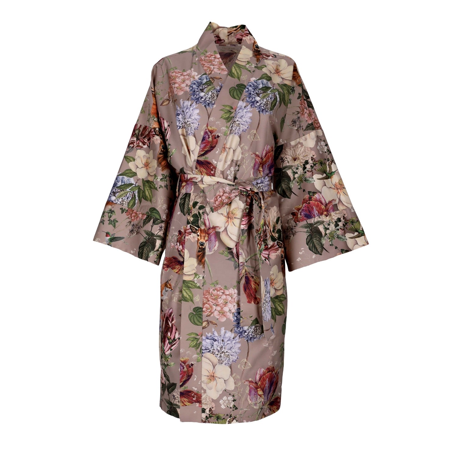 Decoflux Home Women's Neutrals / Brown Cotton Kimono Magic Garden Grey Cliff Beige + Gift Wrapping In Brown