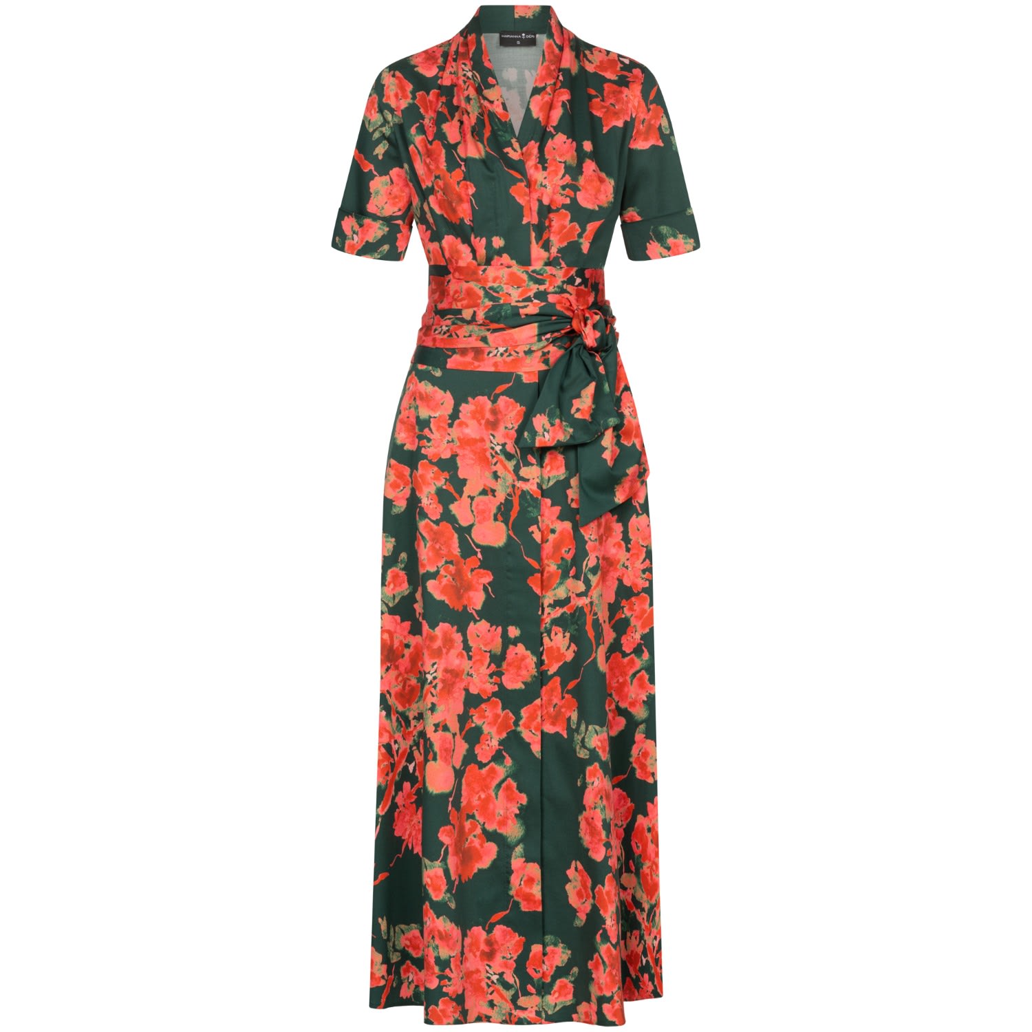 Women’s Orchid Print Maxi Shirtdress With Detachable Wide Belt Large Marianna Déri