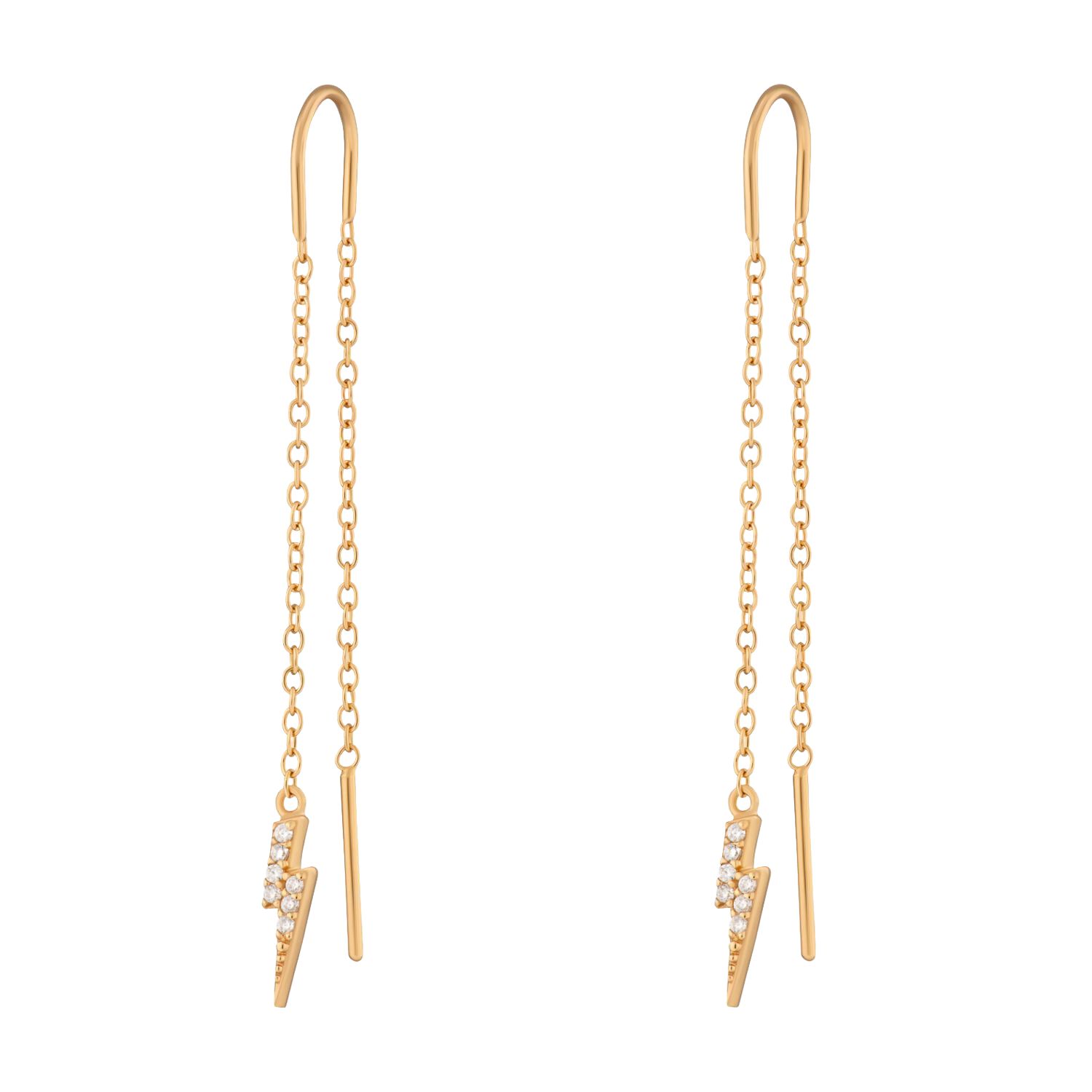 Scream Pretty Women's Gold Sparkling Lightning Bolt Threader Earrings In Gold