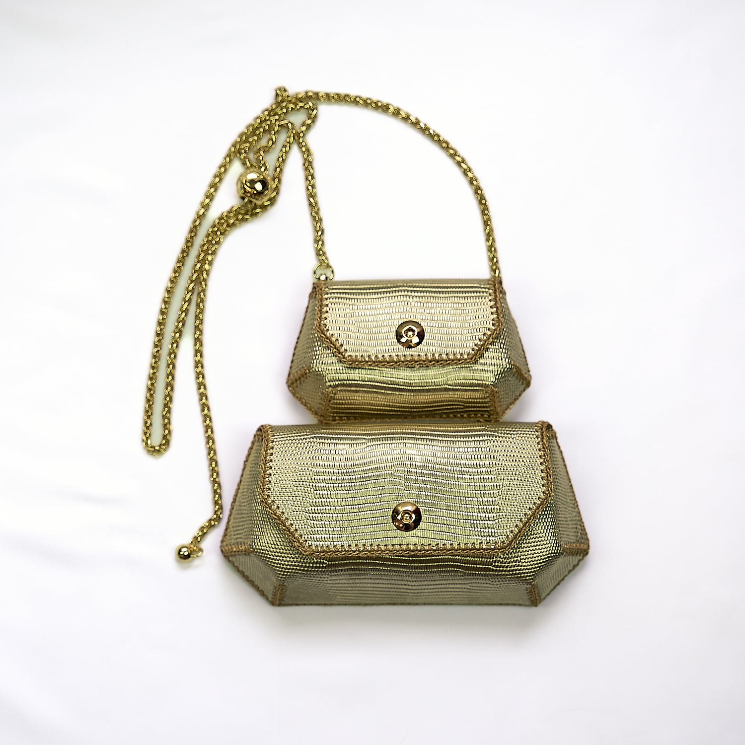 Women's Twins Bag Set | Six-In-One Convertible Leather Bags | Light Gold Leather & Gold Hardware | Malusha