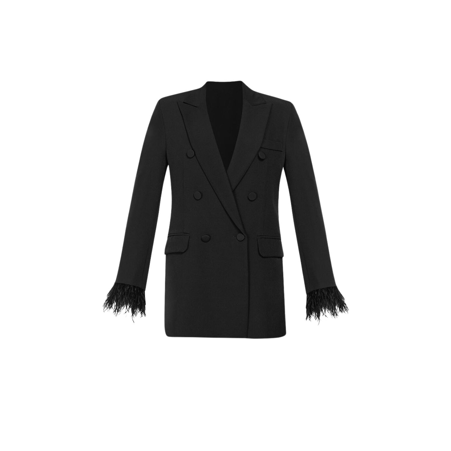 Women’s Black Double Breasted Feather Cuff Blazer M/L Cliché Reborn