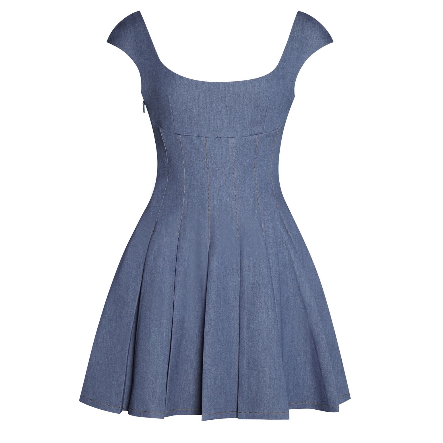 Miss Circle New York Women's Blue Sada Pleated Denim Mini Dress