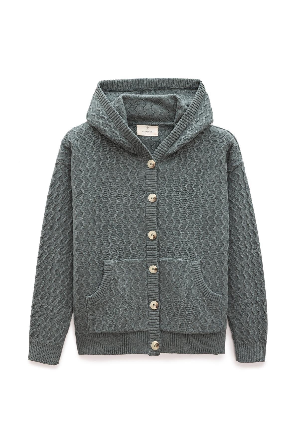 Peraluna Women's Yvonne Hooded Knit Cardigan In Cactus Green In Green