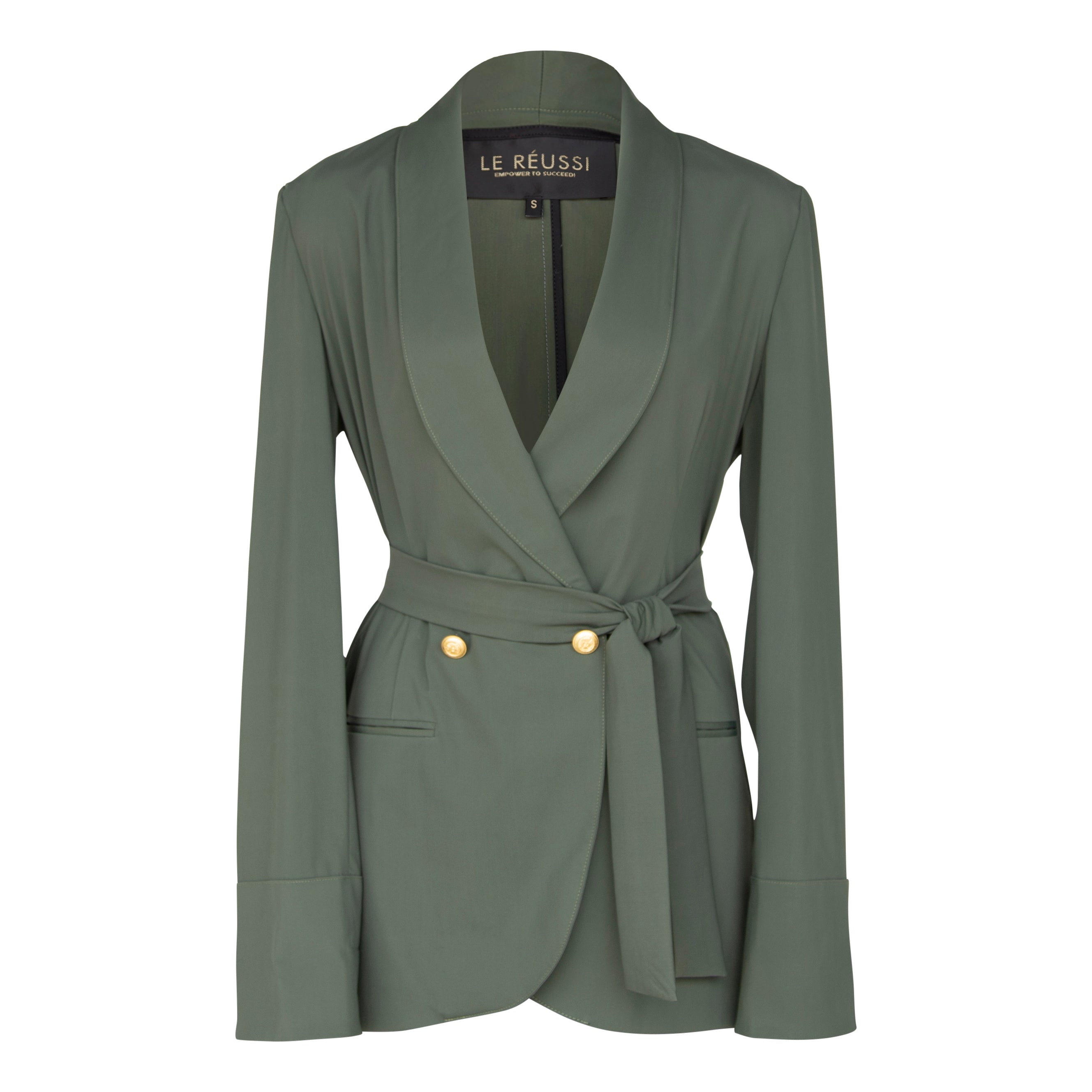 Shop Le Réussi Green Women's Olive Blazer With Front Buttons