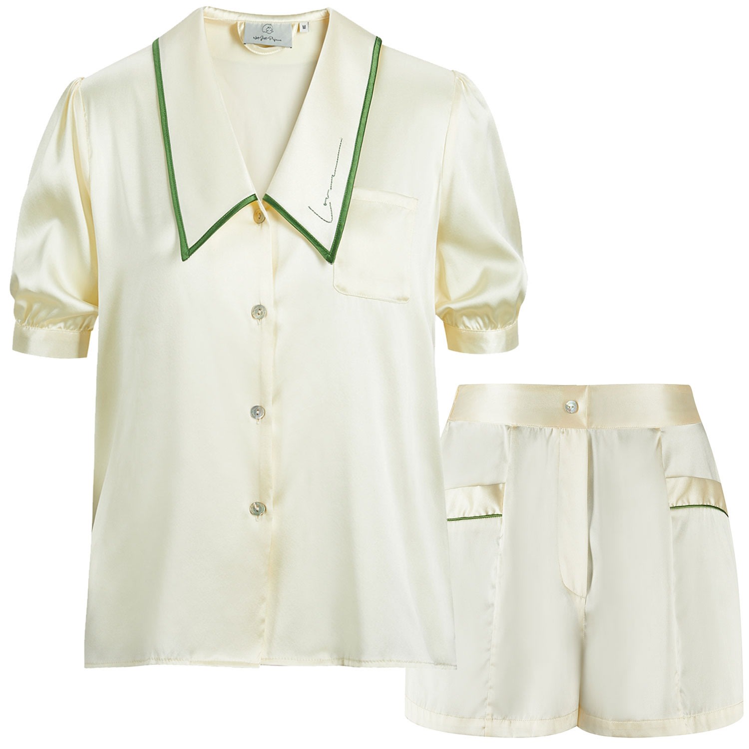 Not Just Pajama Women's White French Style Short Set In White