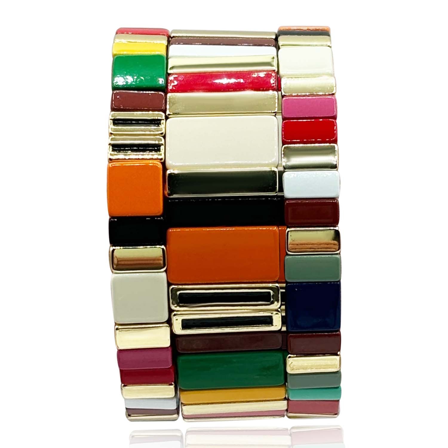 Women's Larissa Enamel Stretch Three Piece Bracelet Set | Michael Nash Jewelry