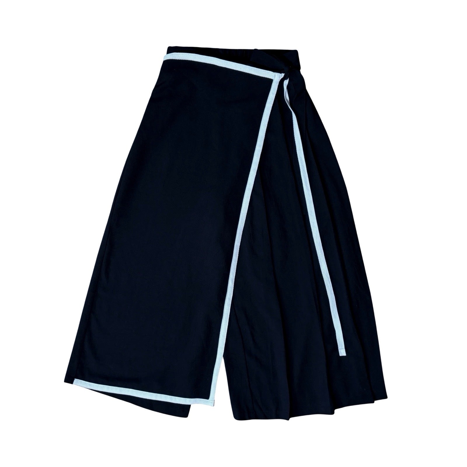 London Atelier Byproduct Women's Black / White Black Asymmetrical Culottes With Wrap Detail In Black/white