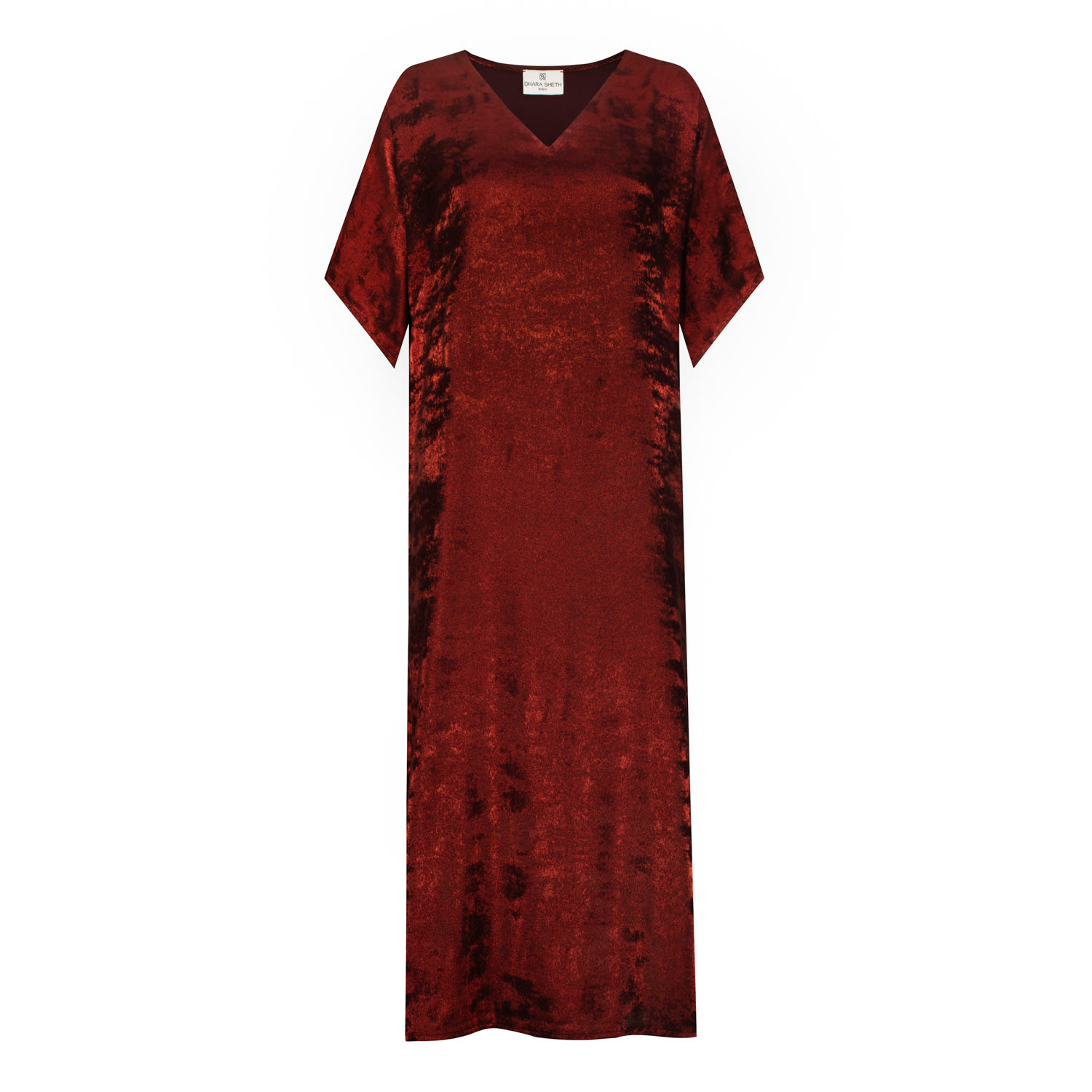 Dhara Sheth Dubai Women's Shadow Of Sequin Shimmer Red Long Kaftan With Side Slit - Party Dress In Red