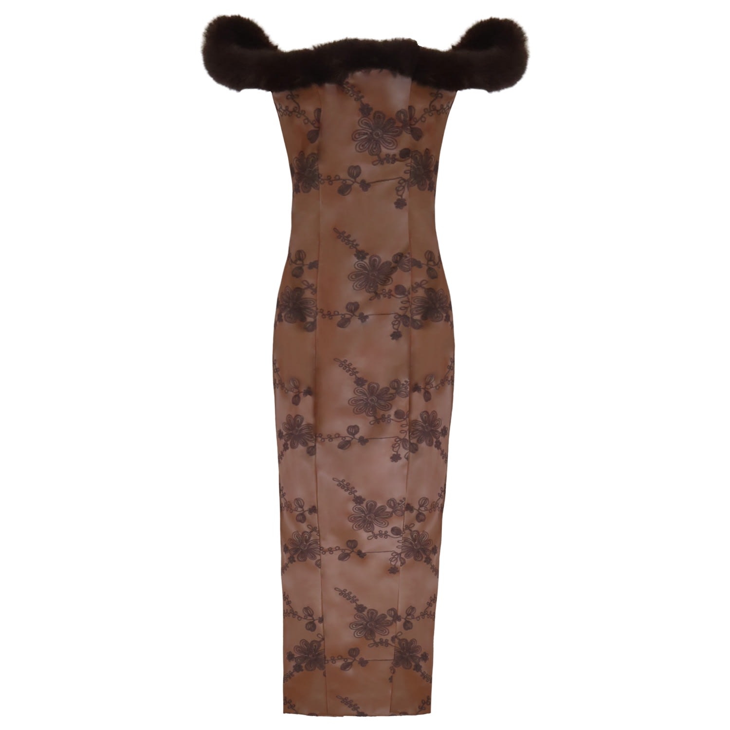 28natelier Women's Brown The Embroidered Leather Gown In Blue