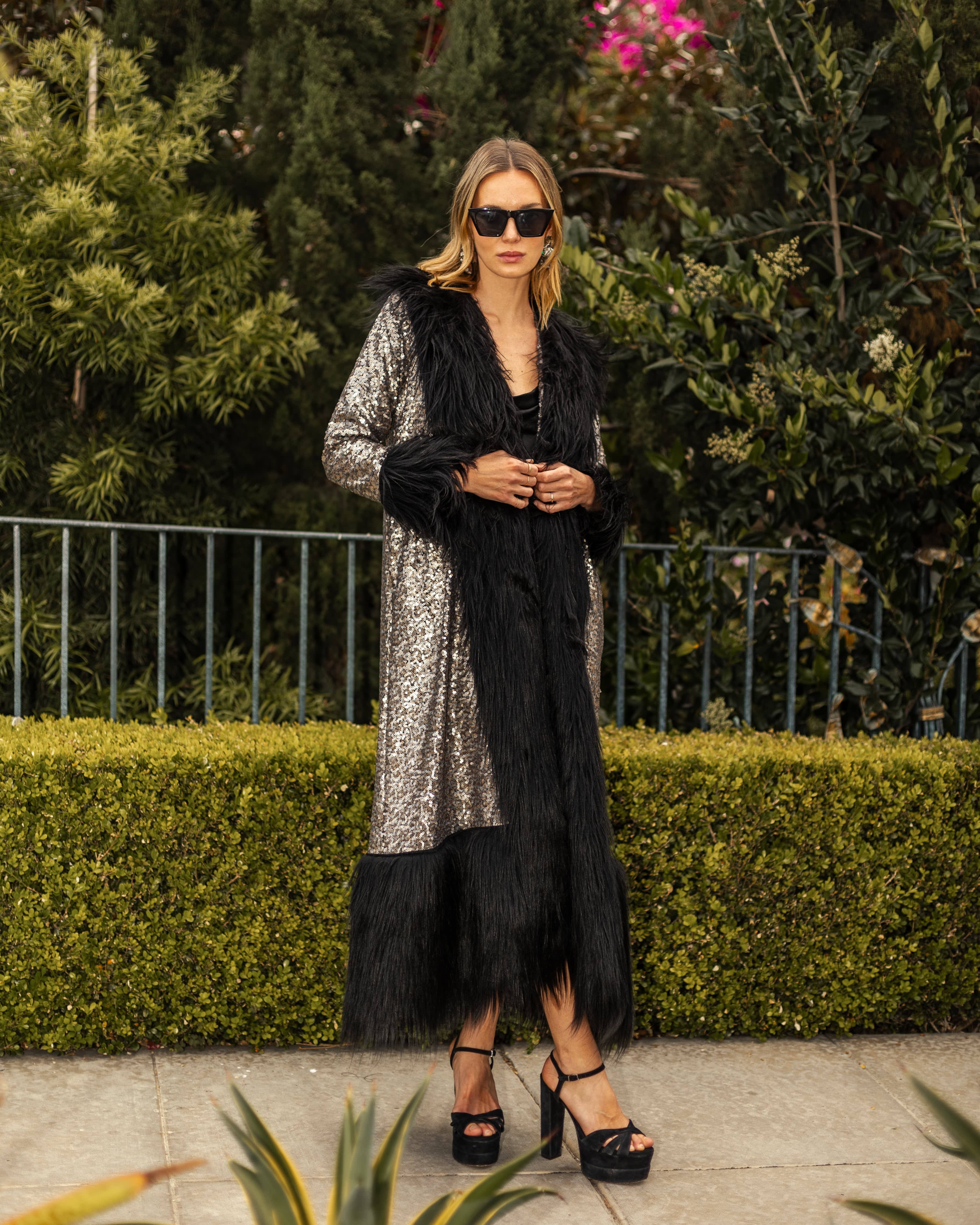 Penny Deluxe Gunmetal Faux Fur Jacket | Jennafer Grace