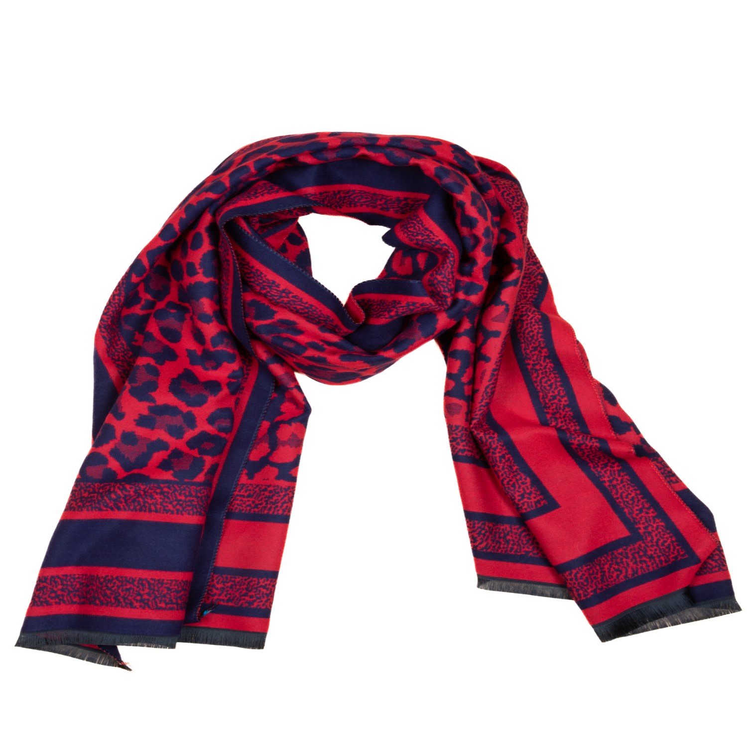 Saachi Women's Reversible Leopard Pattern Red Scarf In Red