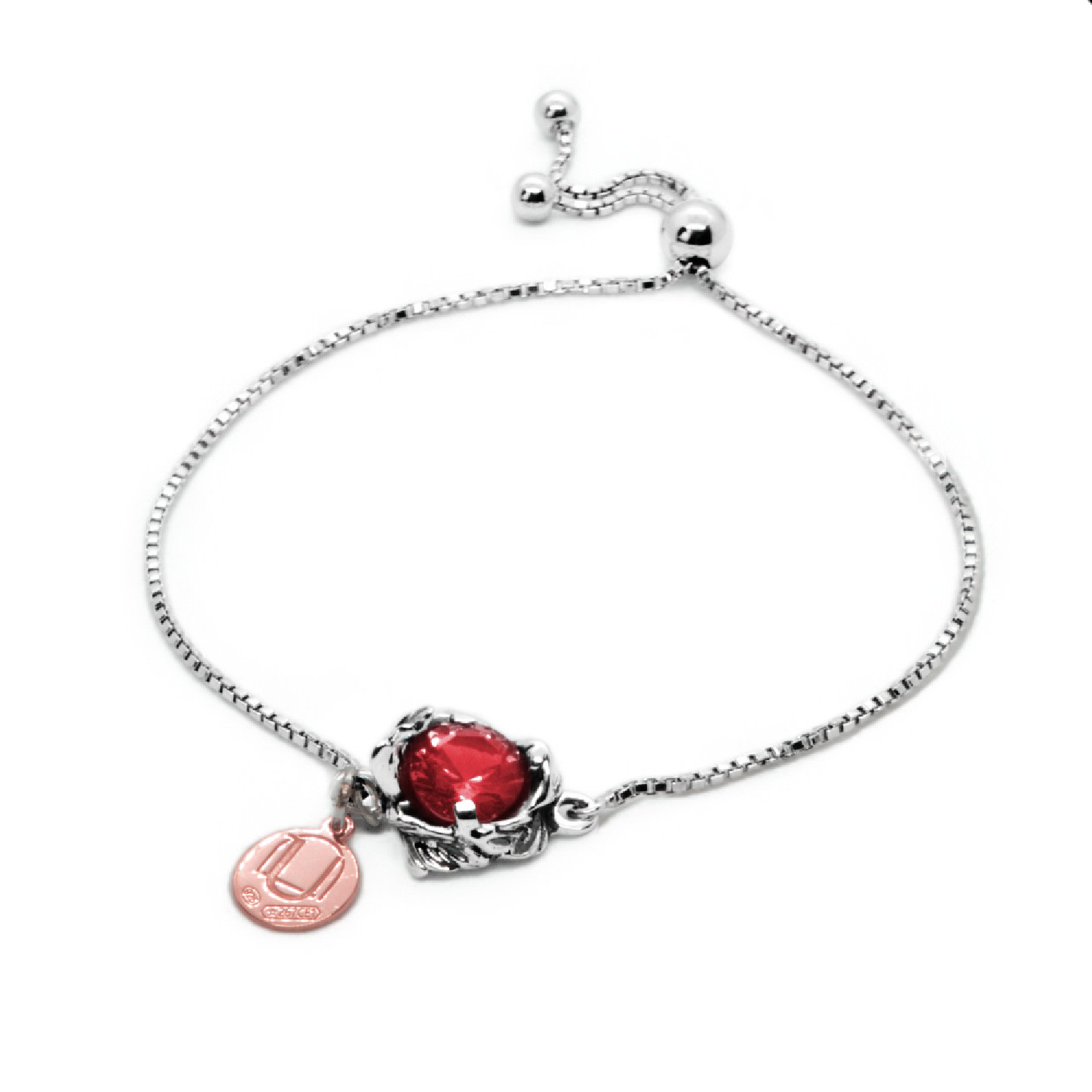 Unaloe Women's Silver / Red Bracelet Coleus Silver With Red Zirconia In Multi