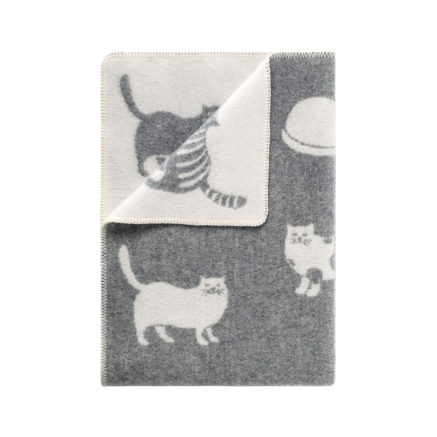 J.j.textile Grey Cat Small Wool Blanket In Gray