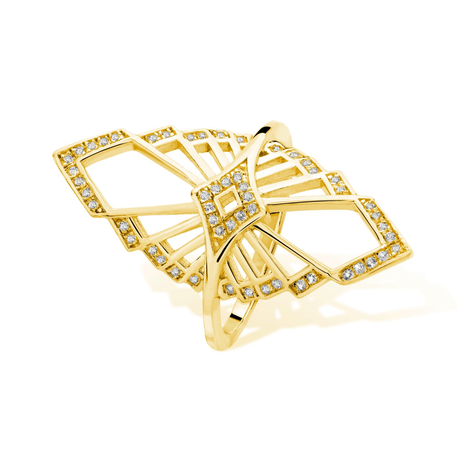 Lucy Quartermaine Women's Mirror Chrysler Ring Gold Vermeil