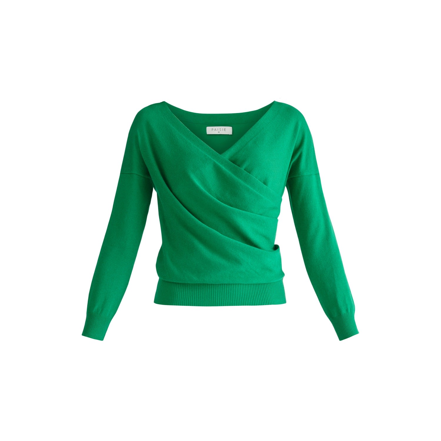 Women’s Knitted Wrap Top With Long Sleeves In Emerald Green Small Paisie