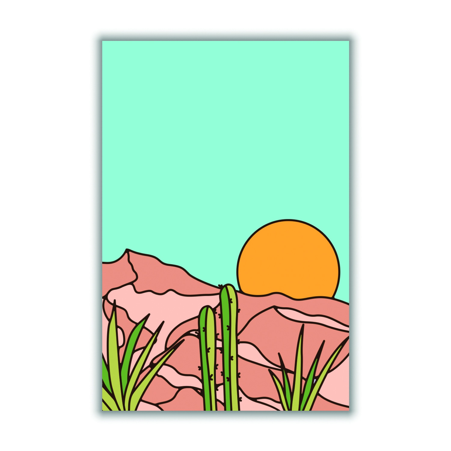 Yellow / Orange Minimal Desert Sunset A4 210 X 297Mm Stanley Print House