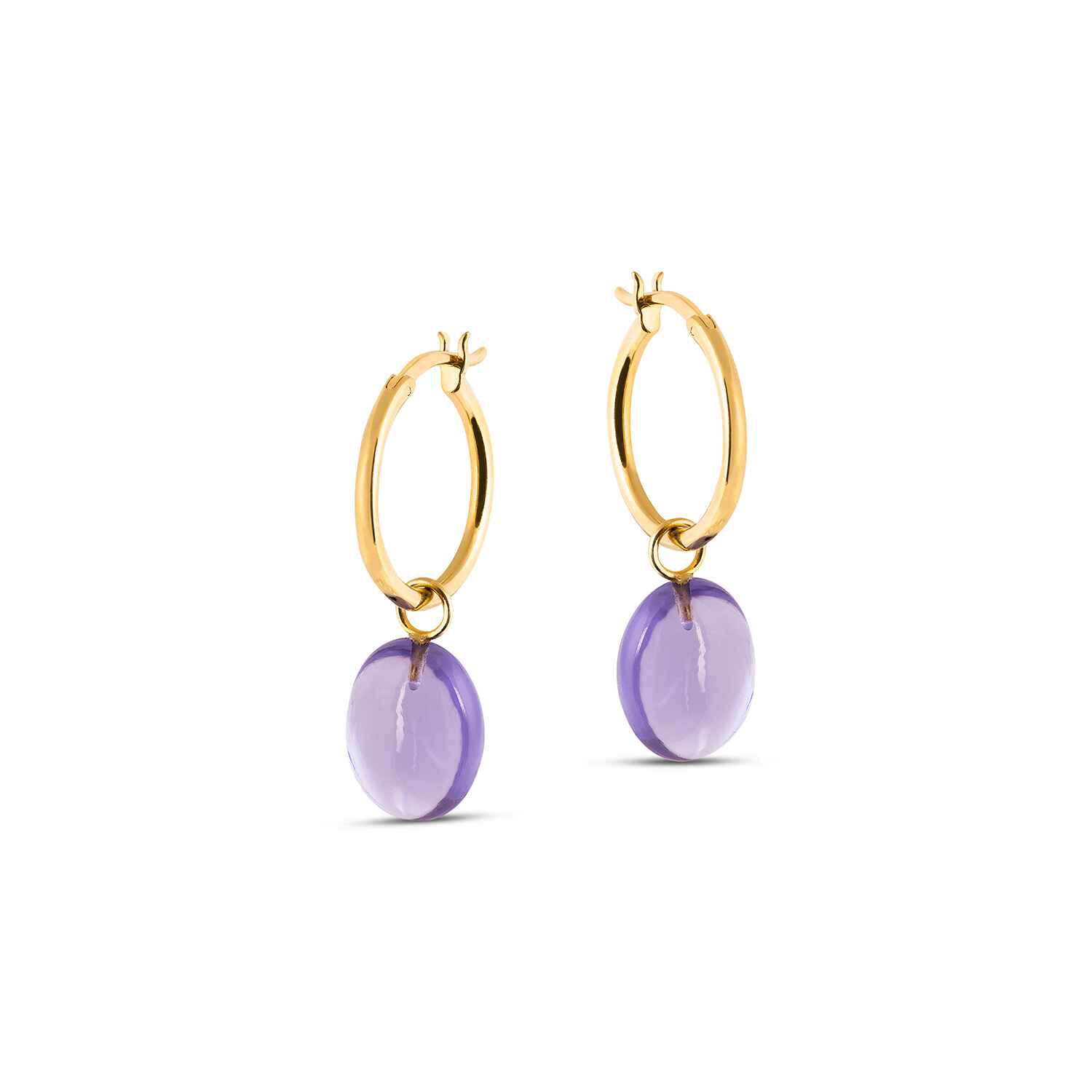 Amadeus Women's Gold / Pink / Purple Eden Gold Hoop Earrings With Amethyst