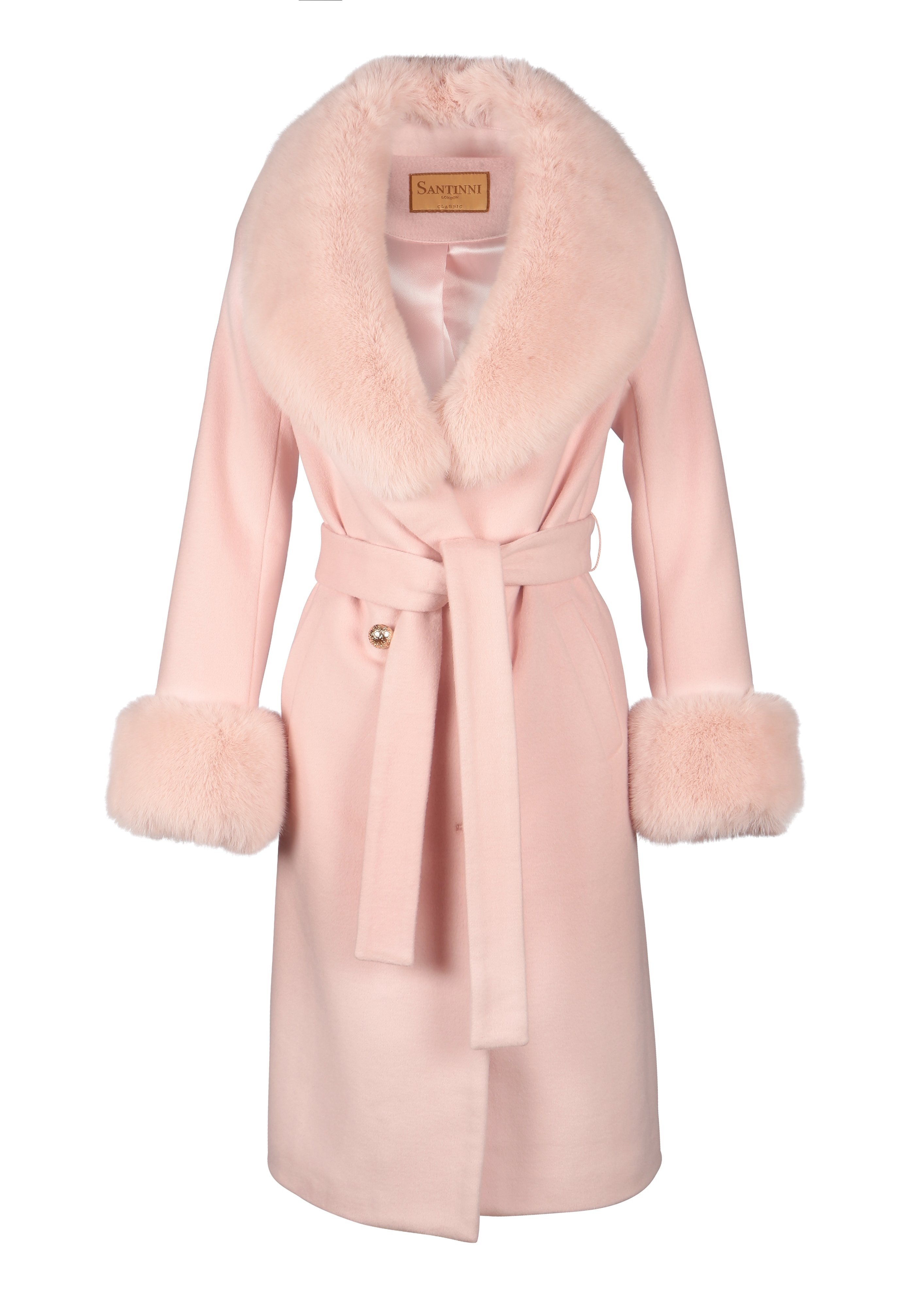 Marlene' 100% Cashmere & Wool Coat In Rosa, Santinni