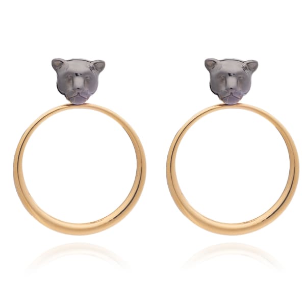 RACHEL JACKSON LONDON Full Moon Trouserher Hoop Earrings - Black & Gold