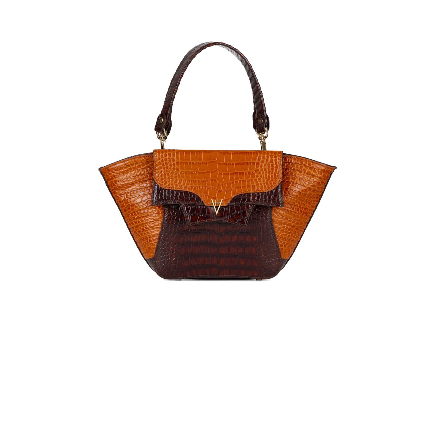 Women’s Brown Midi Orbis Croco Effect Burnt Orange & Chocolate Hiva Atelier