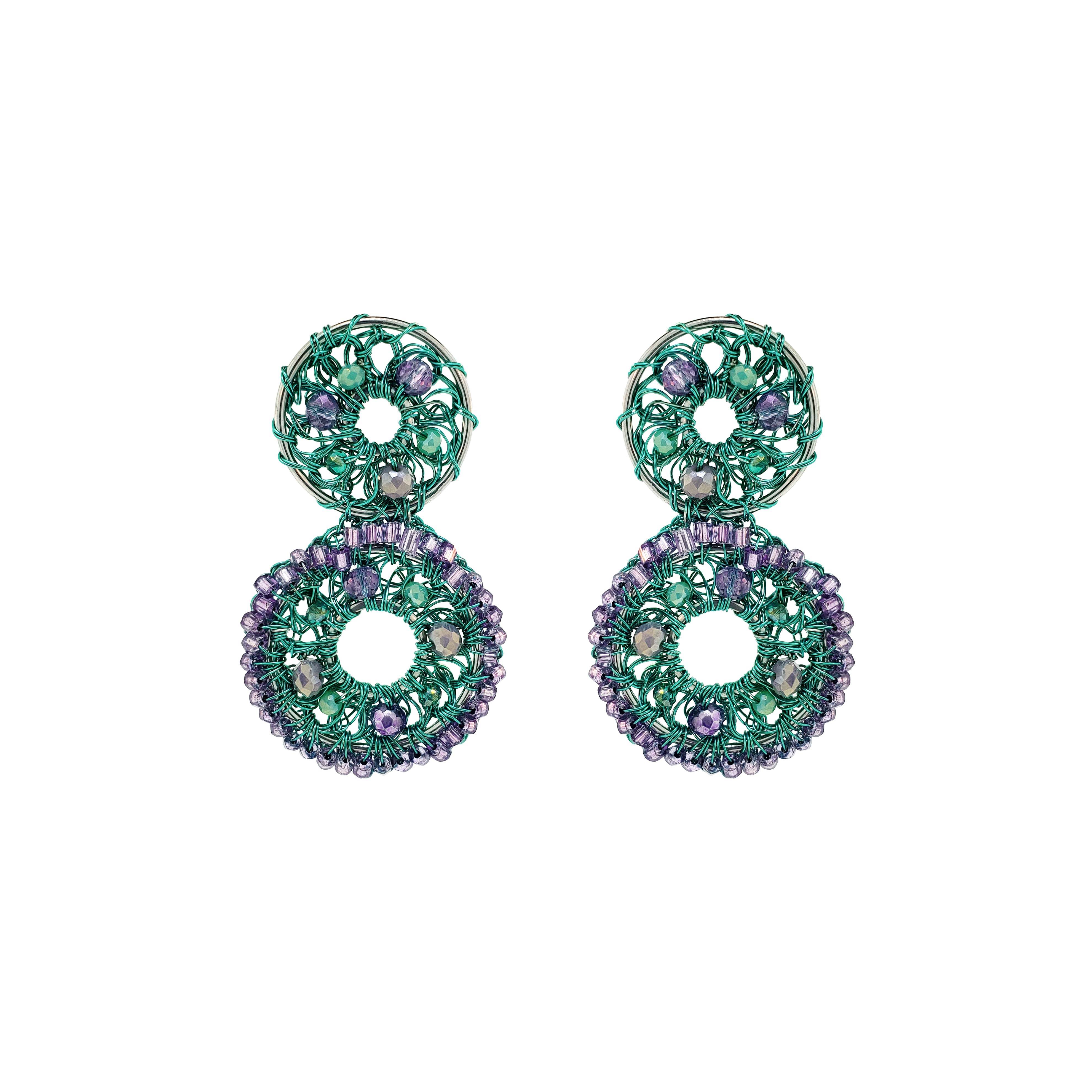 Lavish By Tricia Milaneze Women's Green / Pink / Purple Neon Turquoise Mix Moira Handmade Earrings