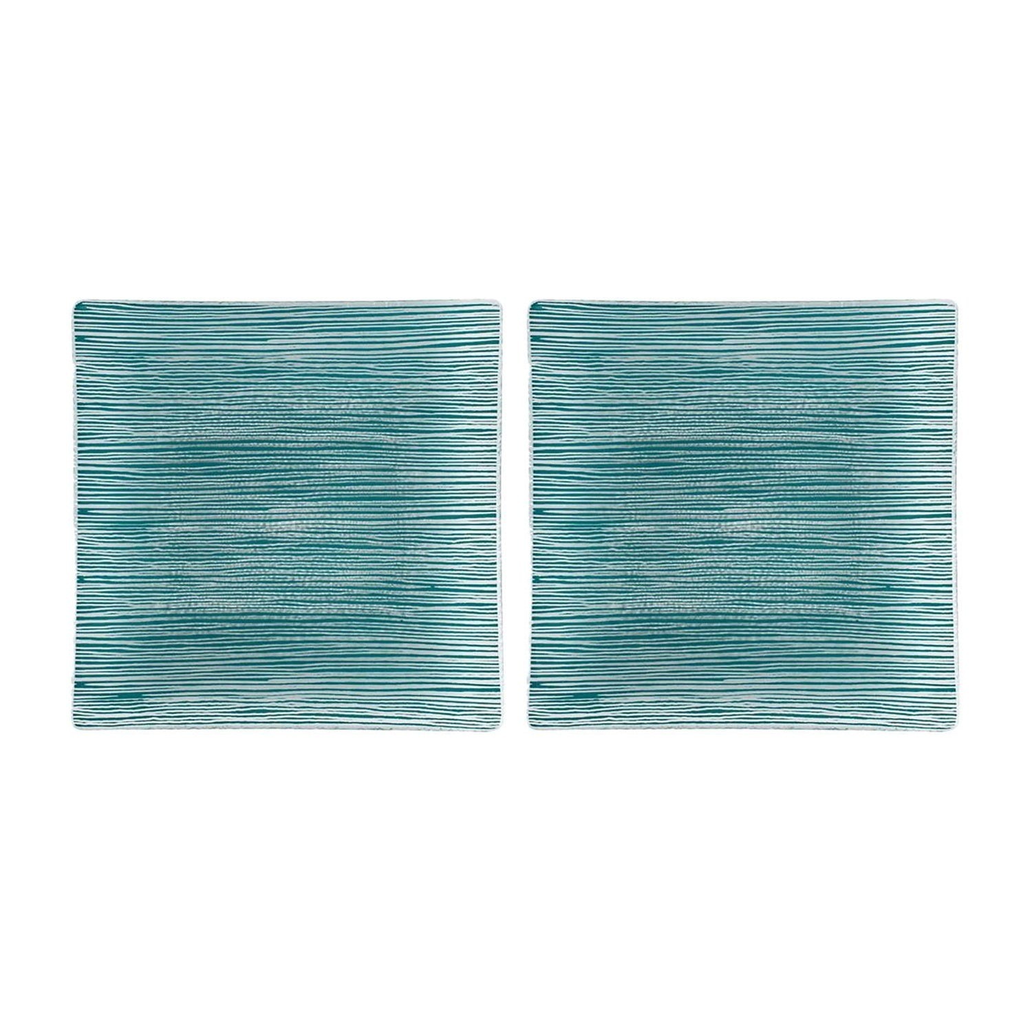 Turgla Home Glass Dinnerware Square Blue Glass Side Plates, Set Of Two