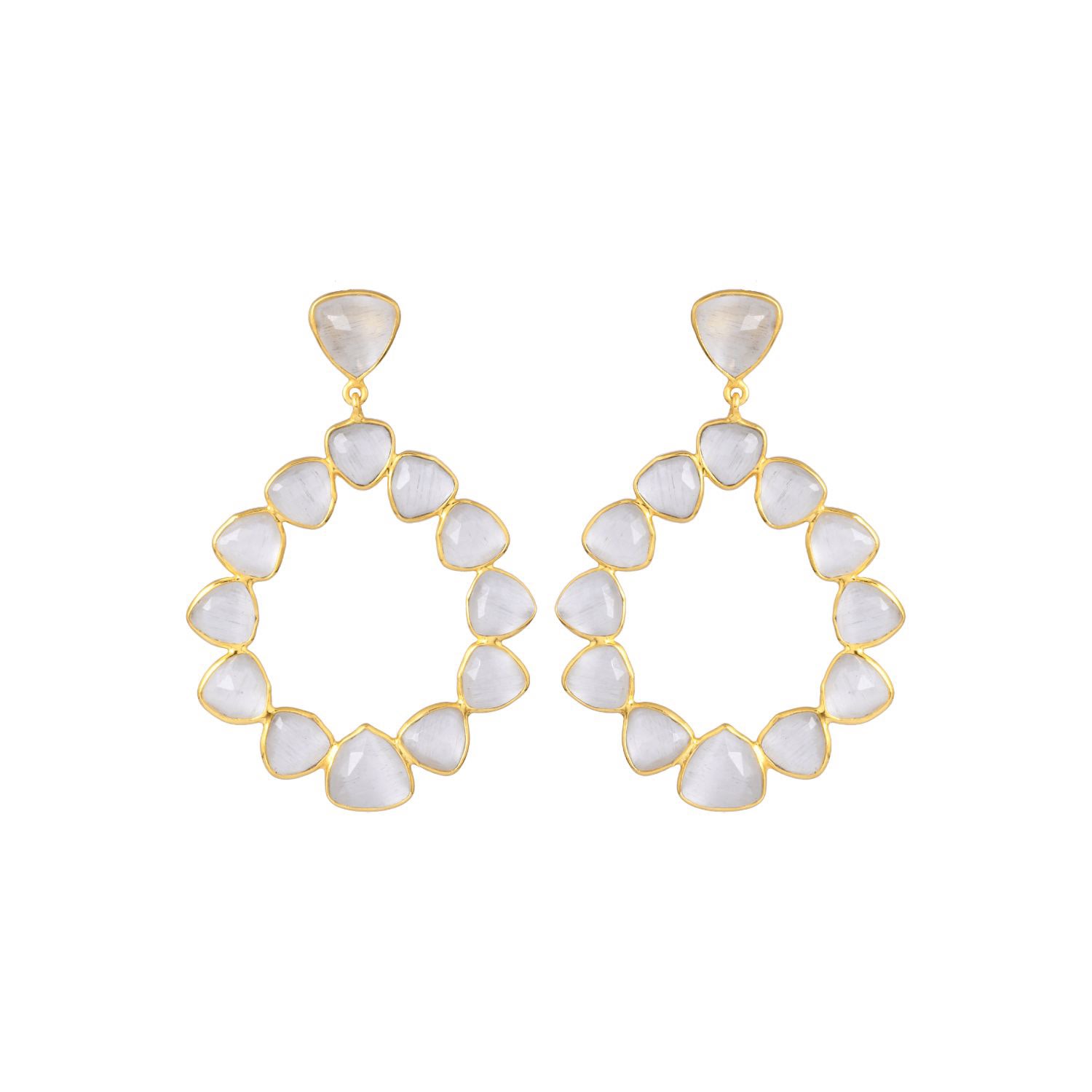 Women’s Gold / White Palmira White Earrings Lavani Jewels