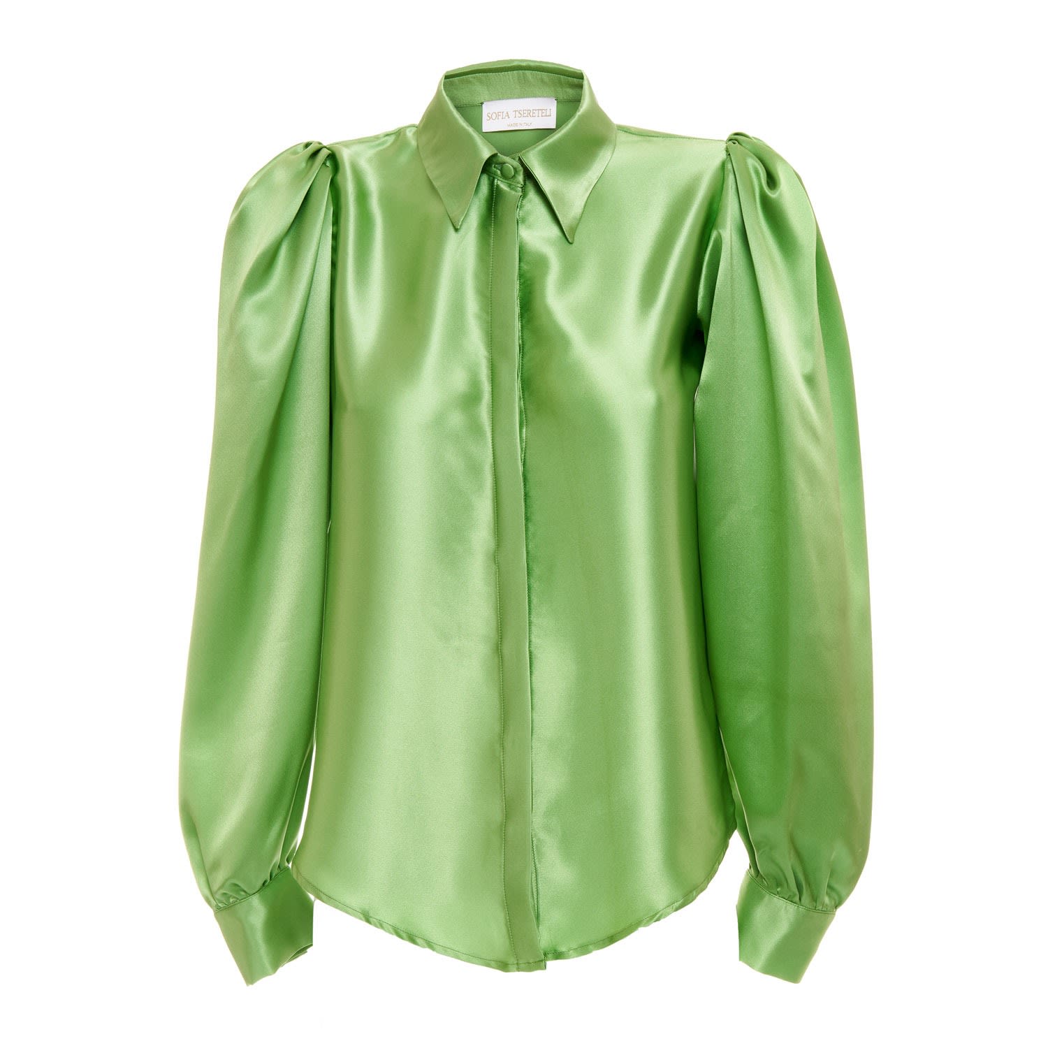 Women’s Green Silk Blouse Small Sofia Tsereteli