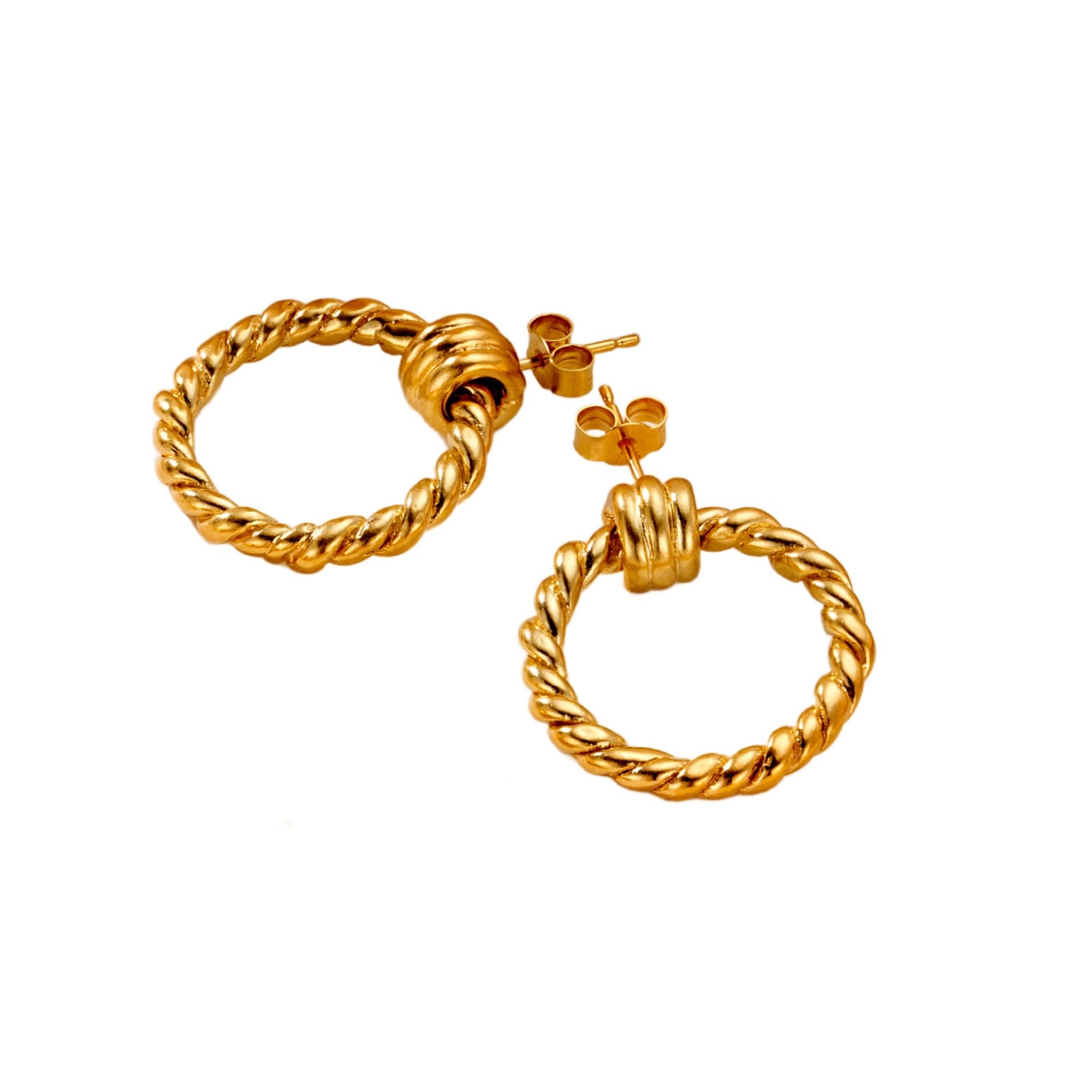 Posh Totty Designs Women's Tether Hoop Large Gold Stud Earrings