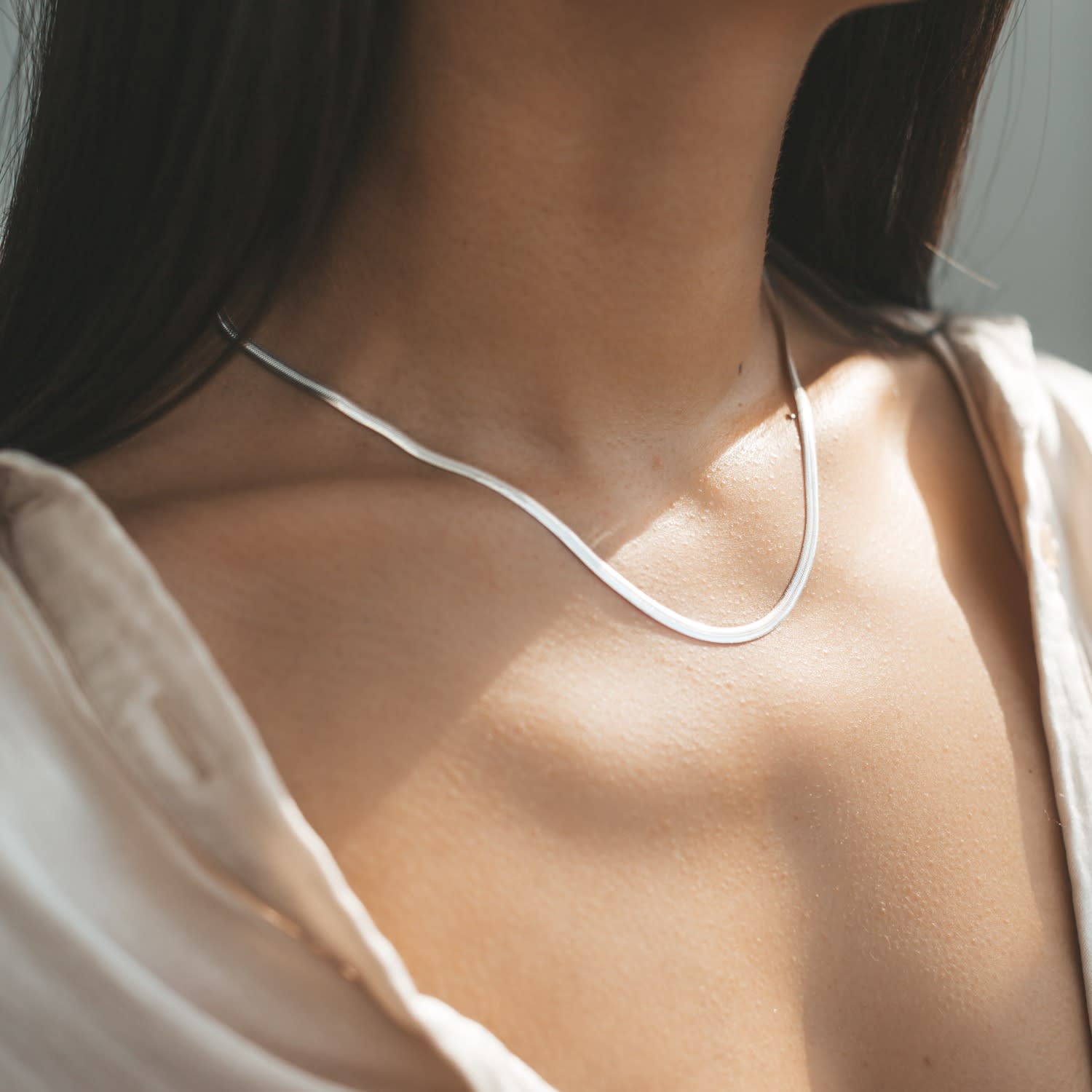 Flat snake chain necklace — fazackerley & co.