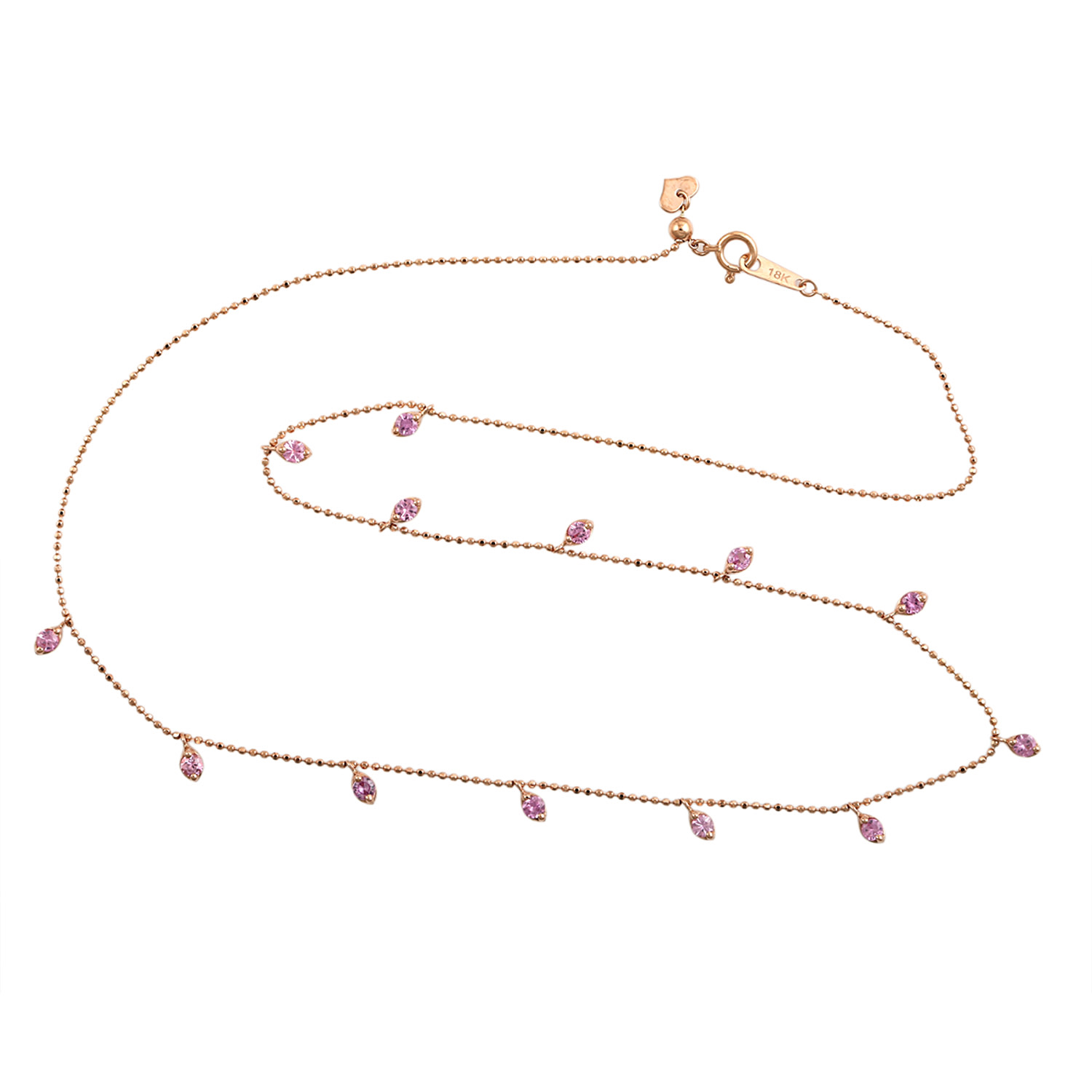Artisan Women's Rose Gold / Pink / Purple Pink Sapphire Gemstone Beaded Princess Necklace In Rose Gold