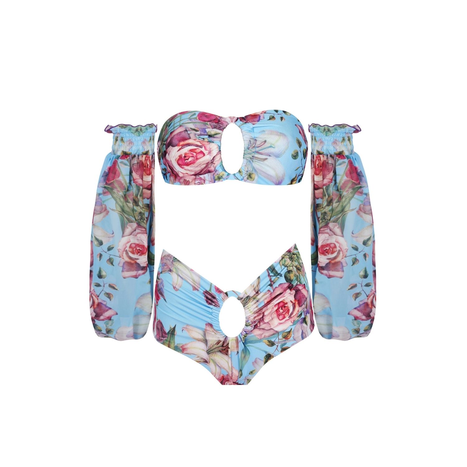 Nur Karaata Women's Blue Marigold Blu Bikini Set In Blue