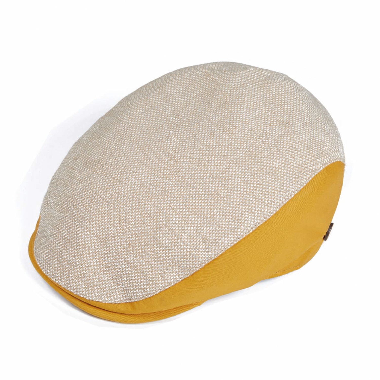 Dasmarca Hats Yellow / Orange Ian Mustard Yellow Linen Cotton Summer Italian Flat Cap For Men In Yellow/orange