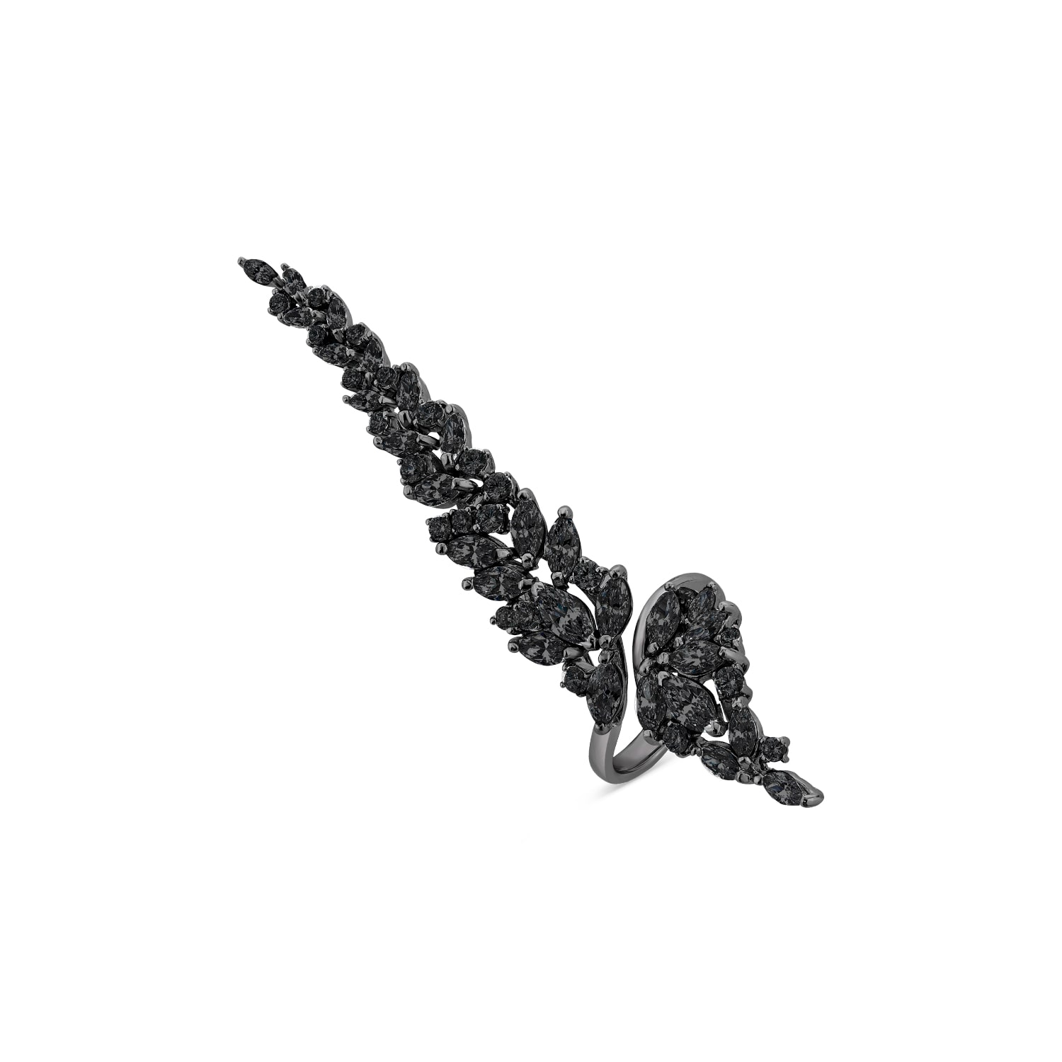 Sally Skoufis Women's Renaissance Ring With Man Made Black Cz Diamond Stimulant In Premium Black Rhodium In Black