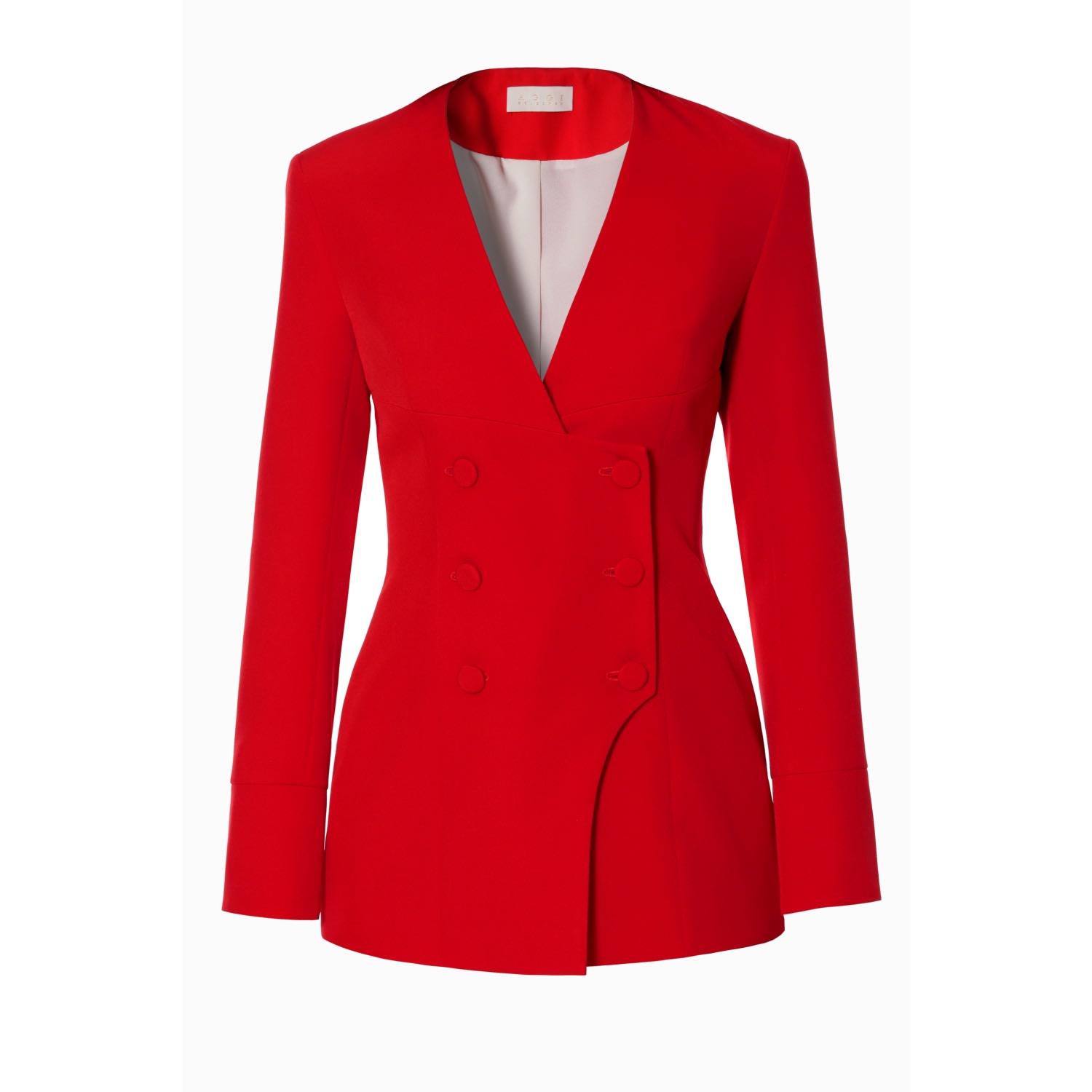 Aggi By Halewski Women's Susana Fiery Red Double Breasted Feminine Blazer In Red