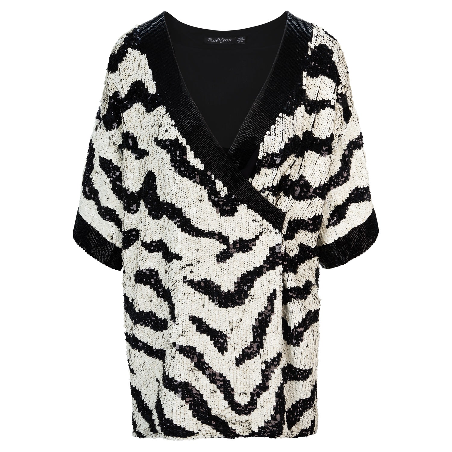 Raevynn Women's Black Stevie Blazer Dress In Zebra Sequins In Black
