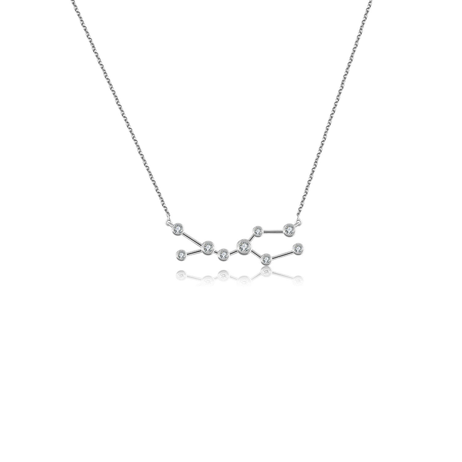 Women’s Gemini Zodiac Constellation Necklace 18K White Gold & Diamond Genevieve Collection