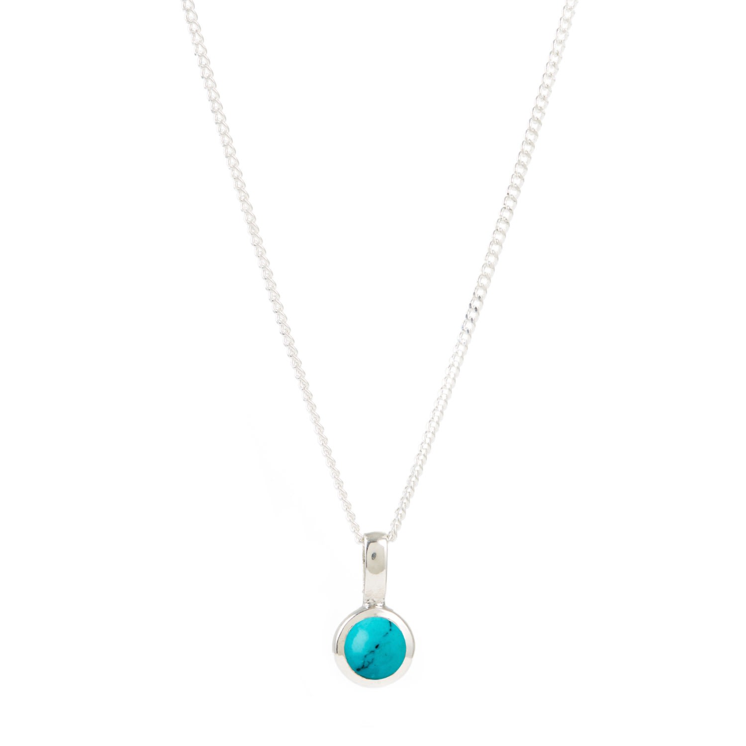 Women’s December Birthstone Charm Silver Necklace - Turquoise Charlotte’s Web Jewellery