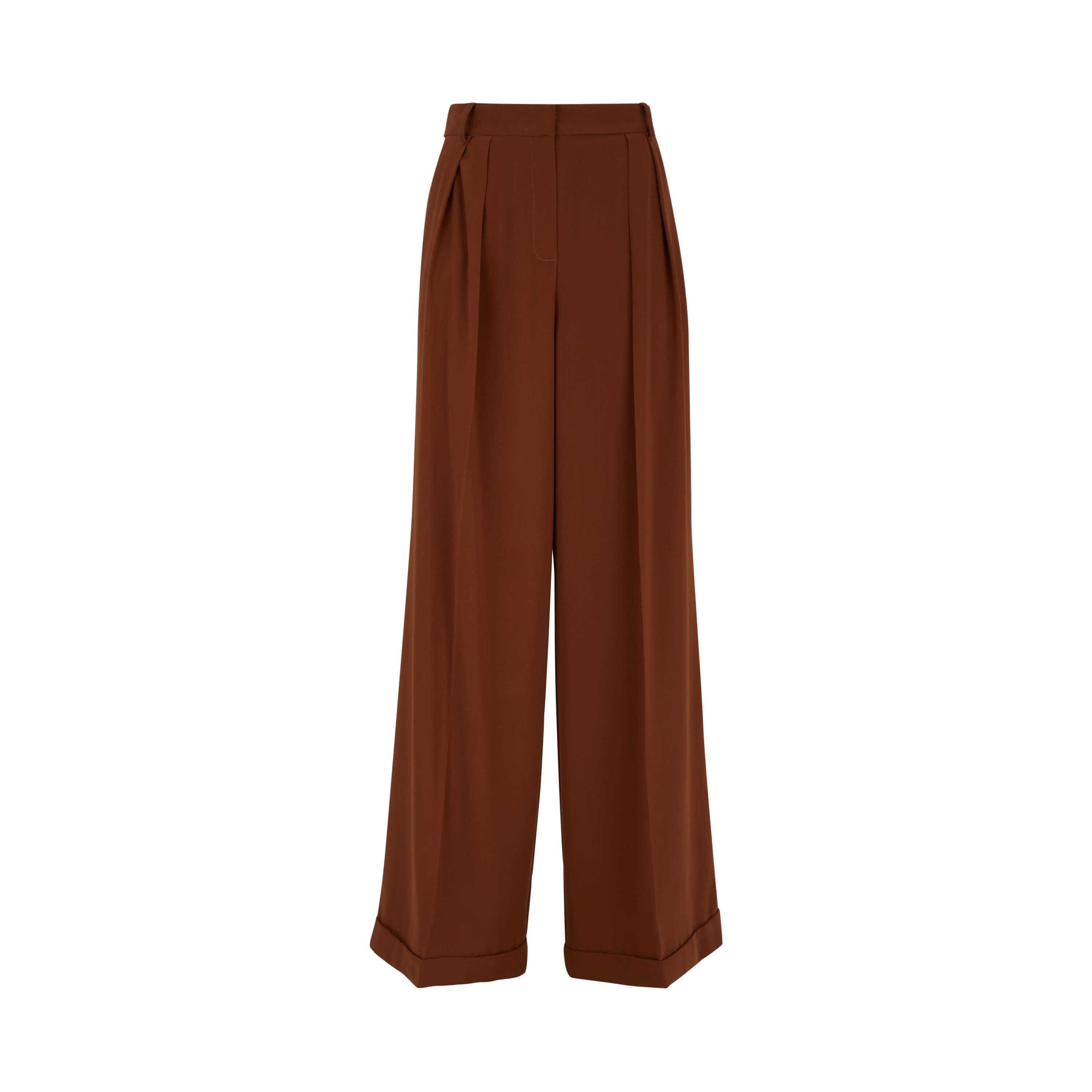 Women’s Brown Pin Tuck Flared Trousers - Camel Large James Lakeland