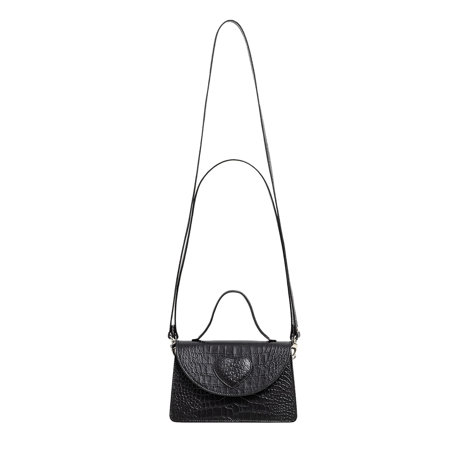 Laura Olaru Women's Amelie Black Croco Leather Bag With Heart Attached