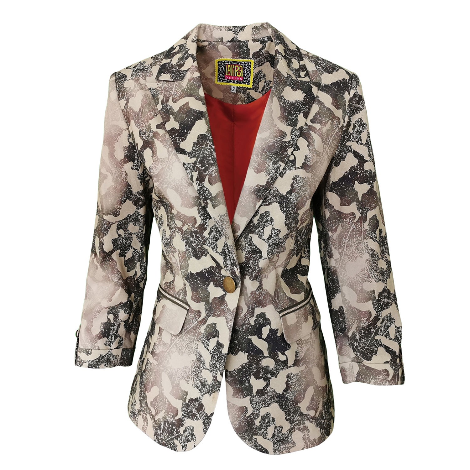 Women's Neutrals Camo Print Cotton Blazer Jacket | Medium | Lalipop Design