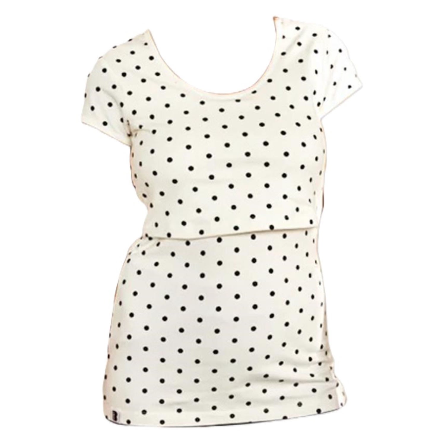 The Bshirt Women's Nursing Short Sleeve T-shirt In White And Black Spots In Black/white
