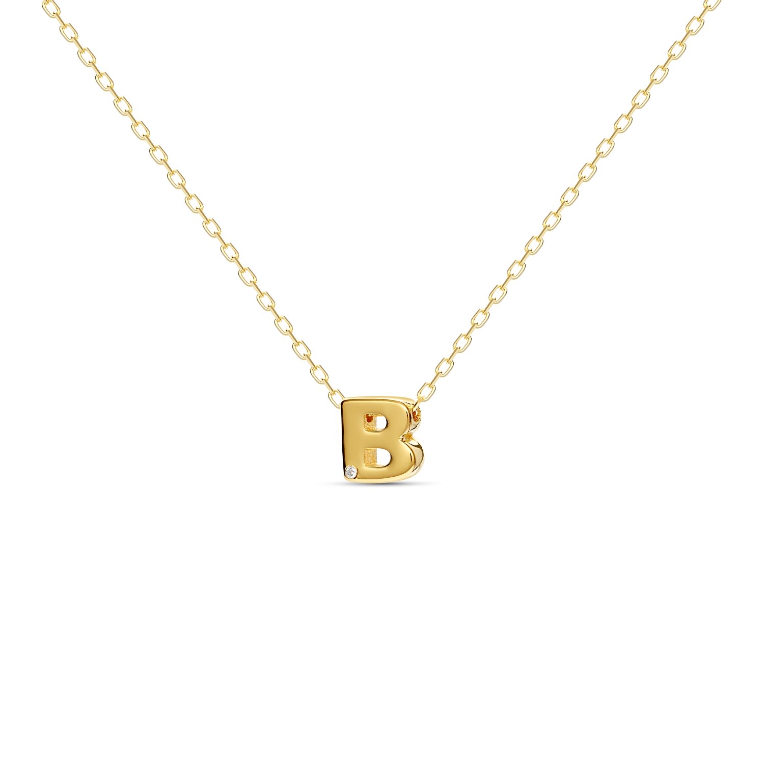 Women’s Diamond Letter Necklace B - Gold Mosuo Jewellery