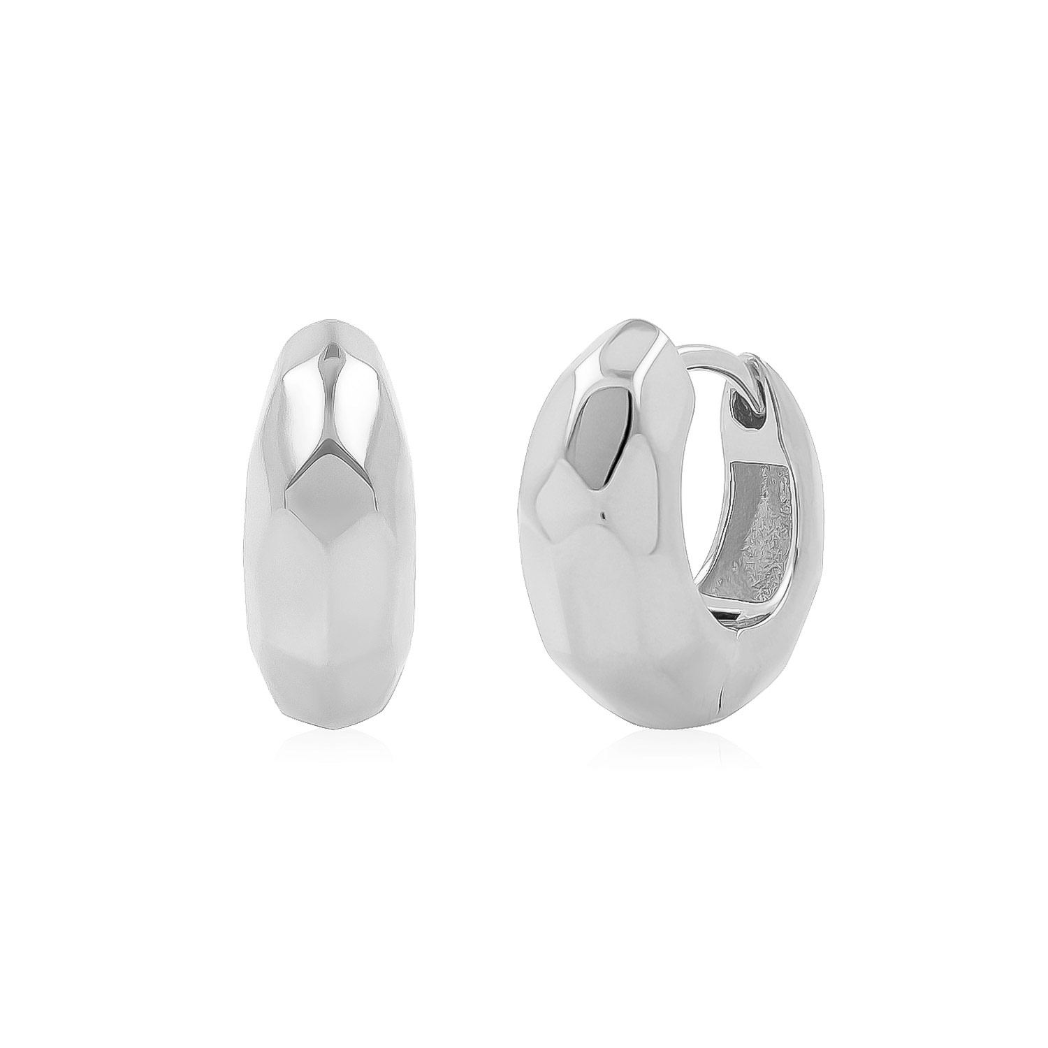 Cote Cache Women's Eclipsia Faceted Silver Huggie Hoop Earrings In Silver