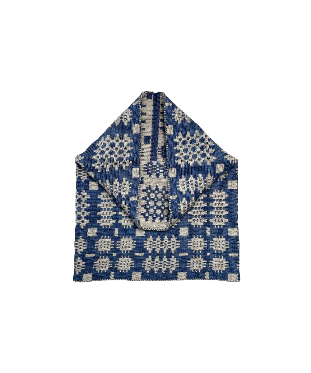 Mabli Women's Blue / Grey Carthen Merino Tube Scarf  - Denim / Wheat In Blue