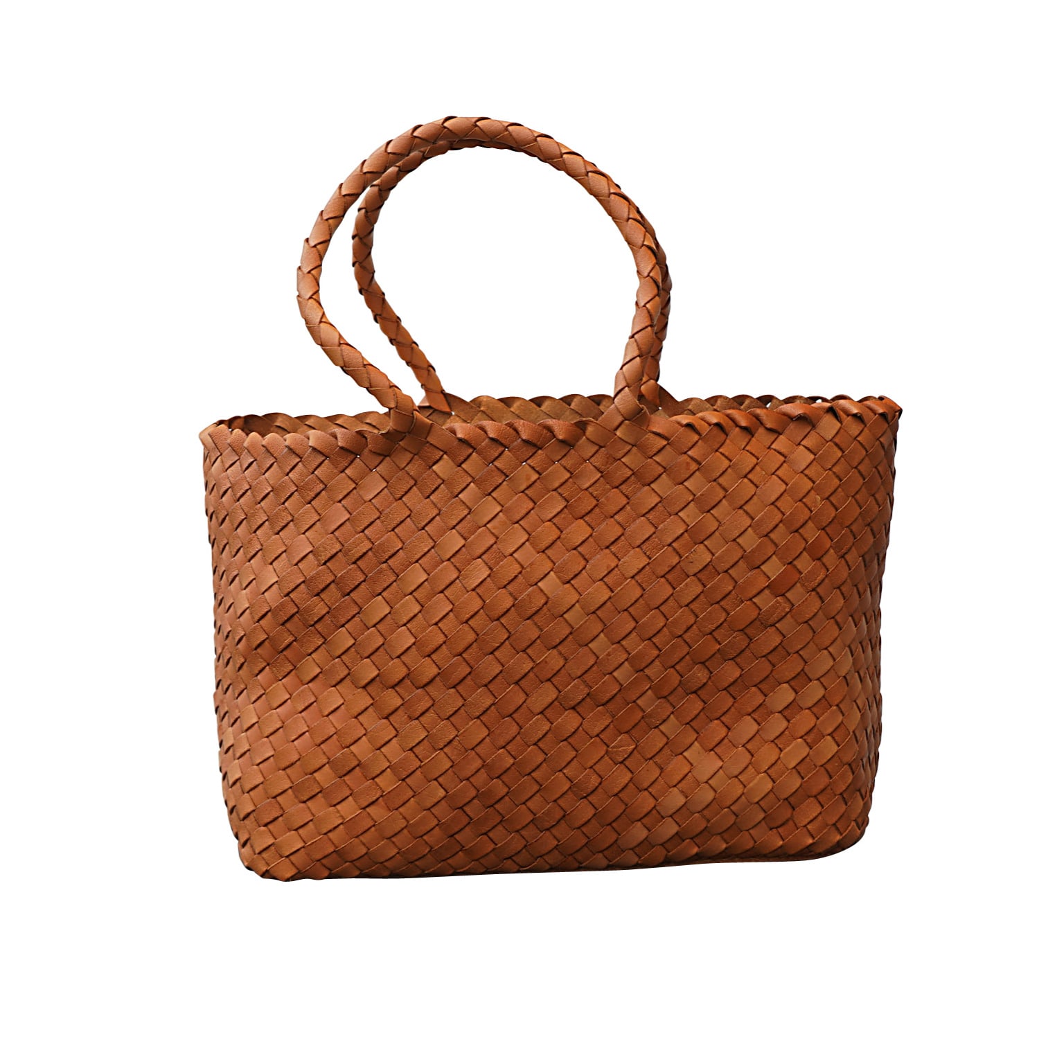 Women’s Woven Leather Handbag ’Maura’ - Brown Rimini