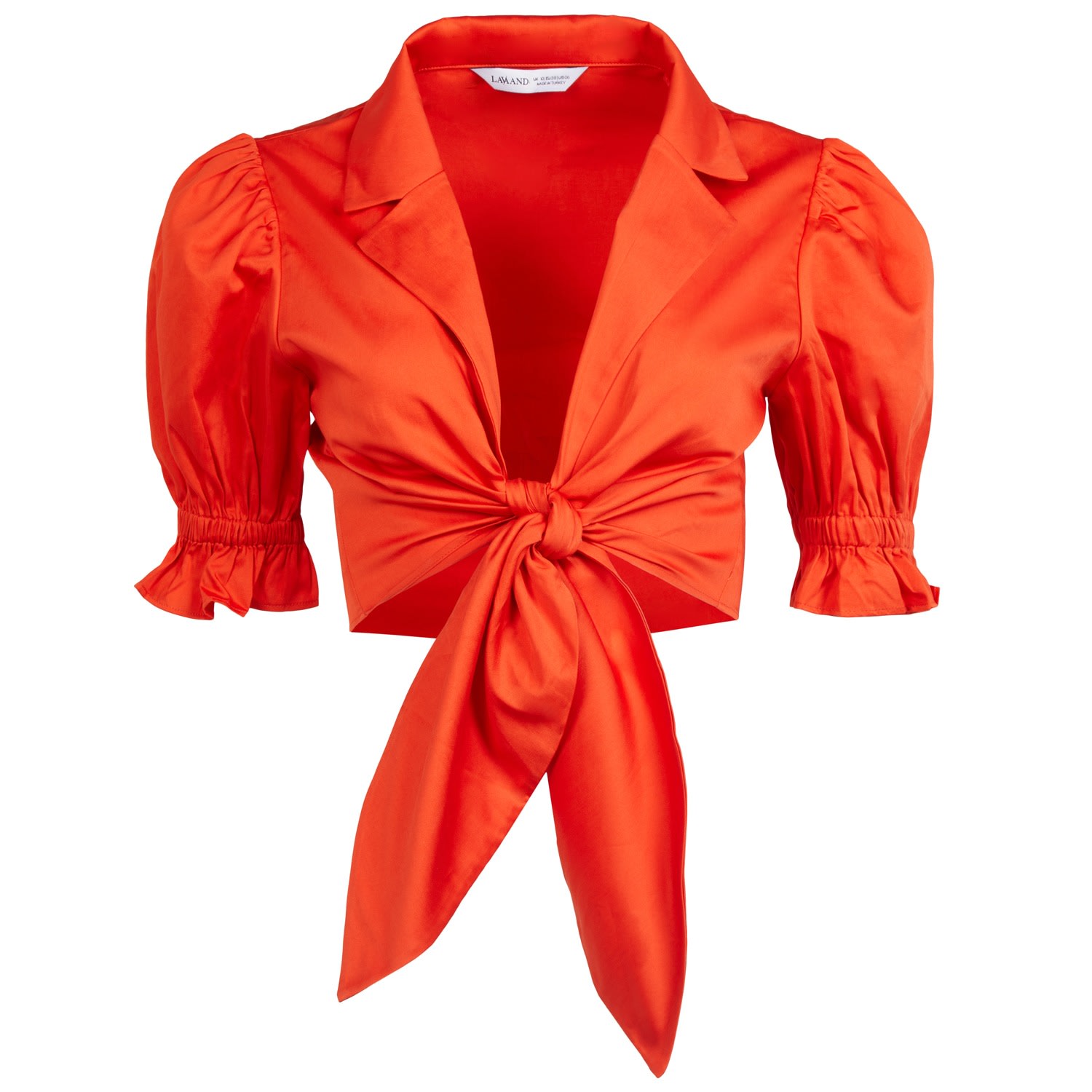 Lavaand Women's Yellow / Orange The Aria Tie Front Shirt In Sunset Orange In Yellow/orange
