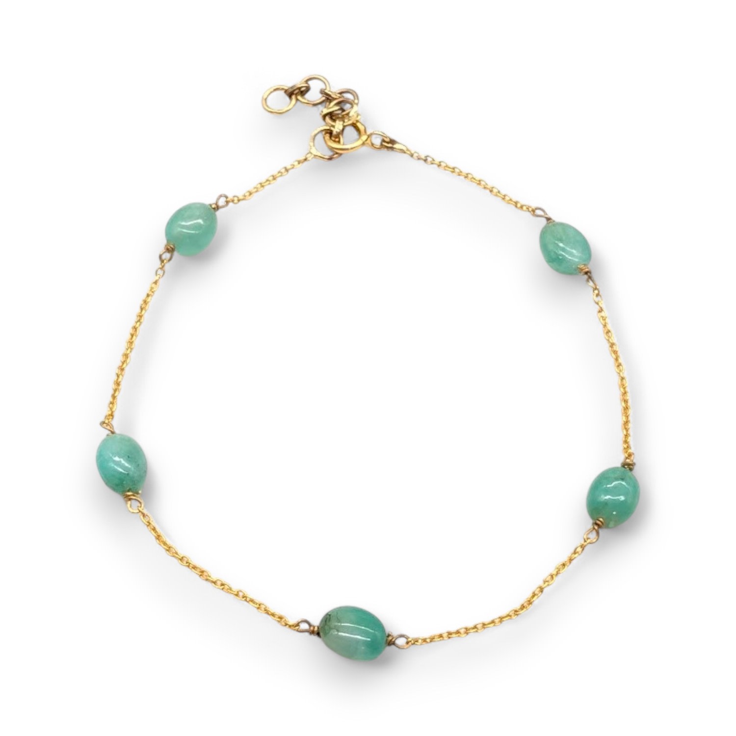Fable And Mirth Women's Green / Gold Gold And Emerald Gemstone Bracelet In Multi