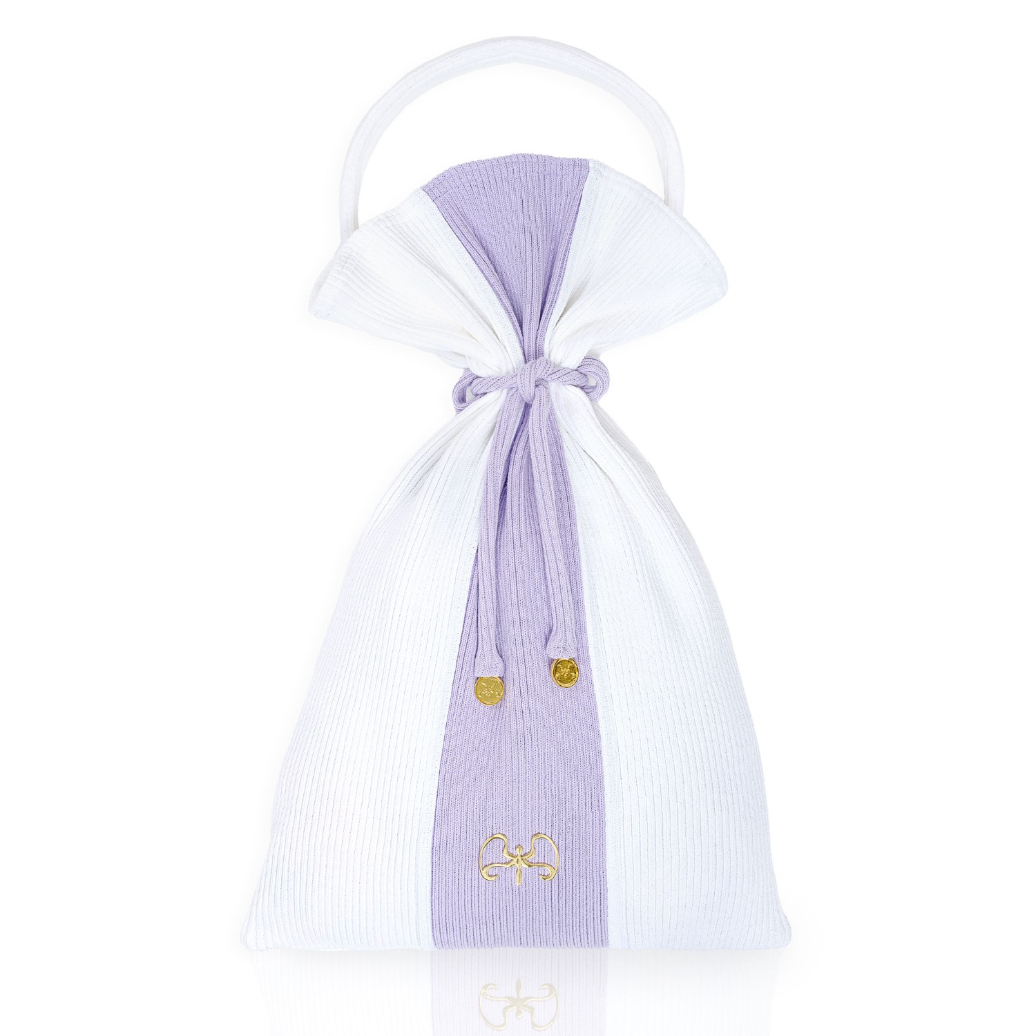Kargede Women's White / Pink / Purple White Lilac Knit Tote Bag – Designer Bag For Gifting