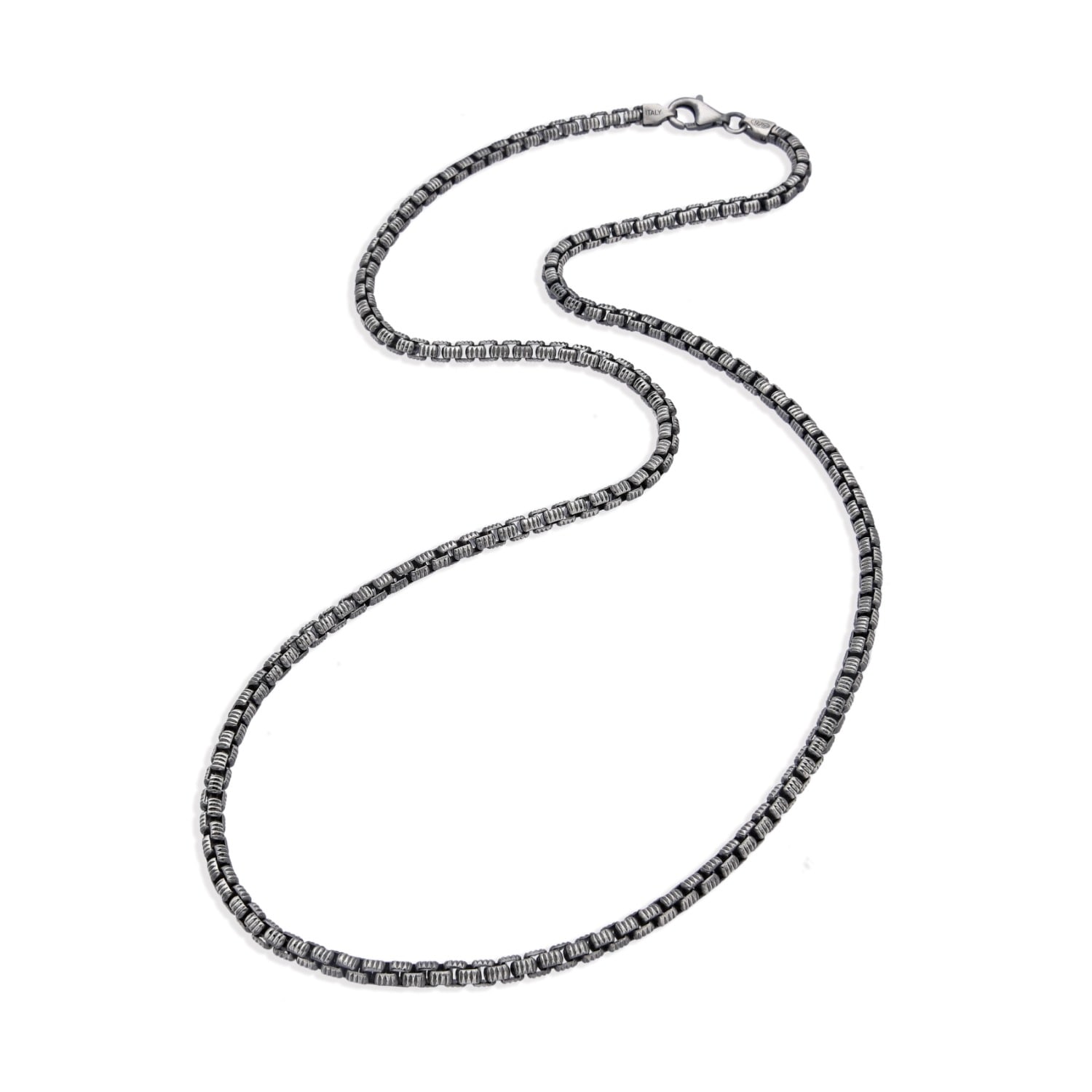 Altar™ Ornaments Co. Men's Grey Omega Chain| Sterling Silver Brushed Gun-metal Necklace - Altar™ In Gray